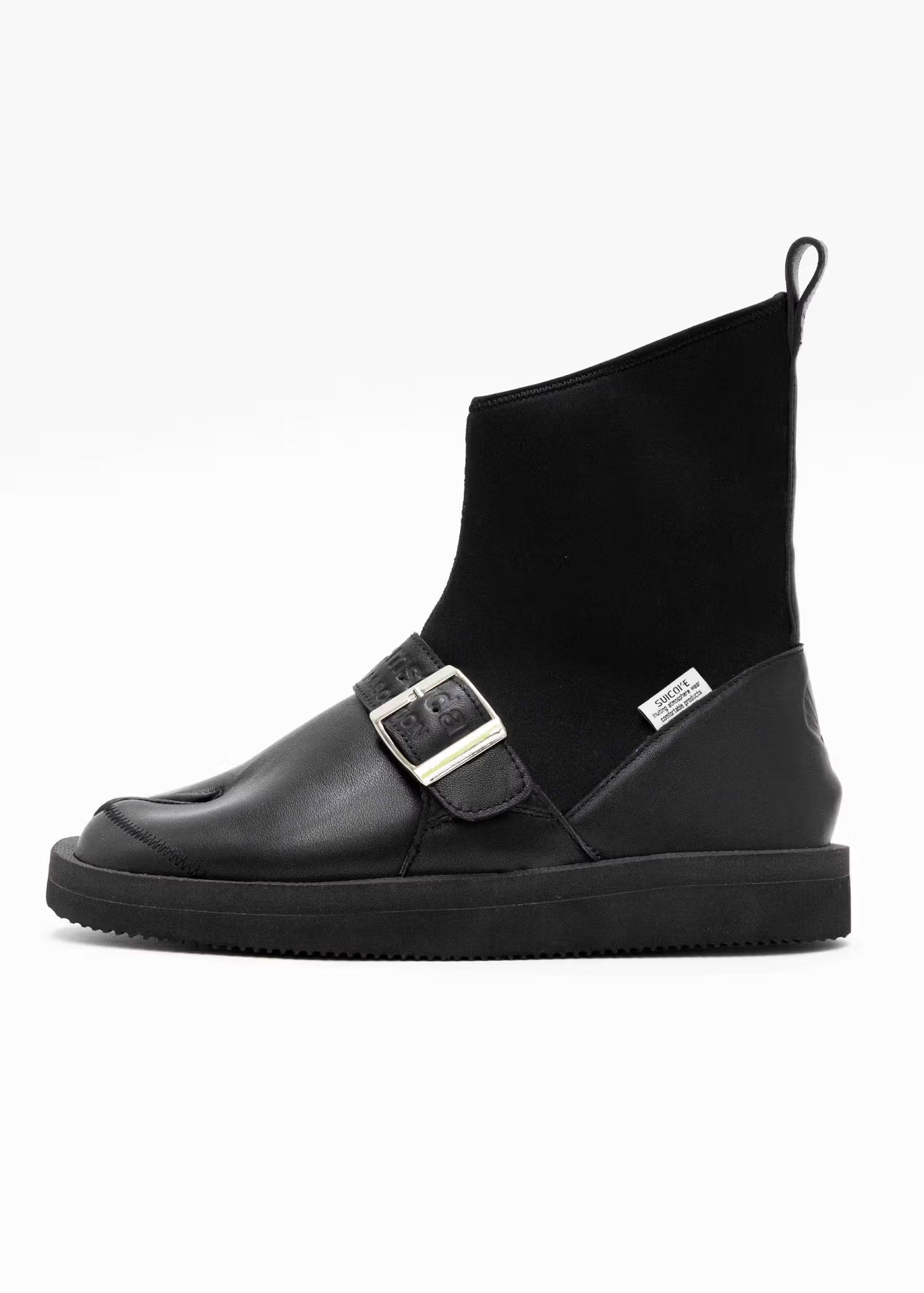 Split-toe Ankle Boot with Buckle - Black