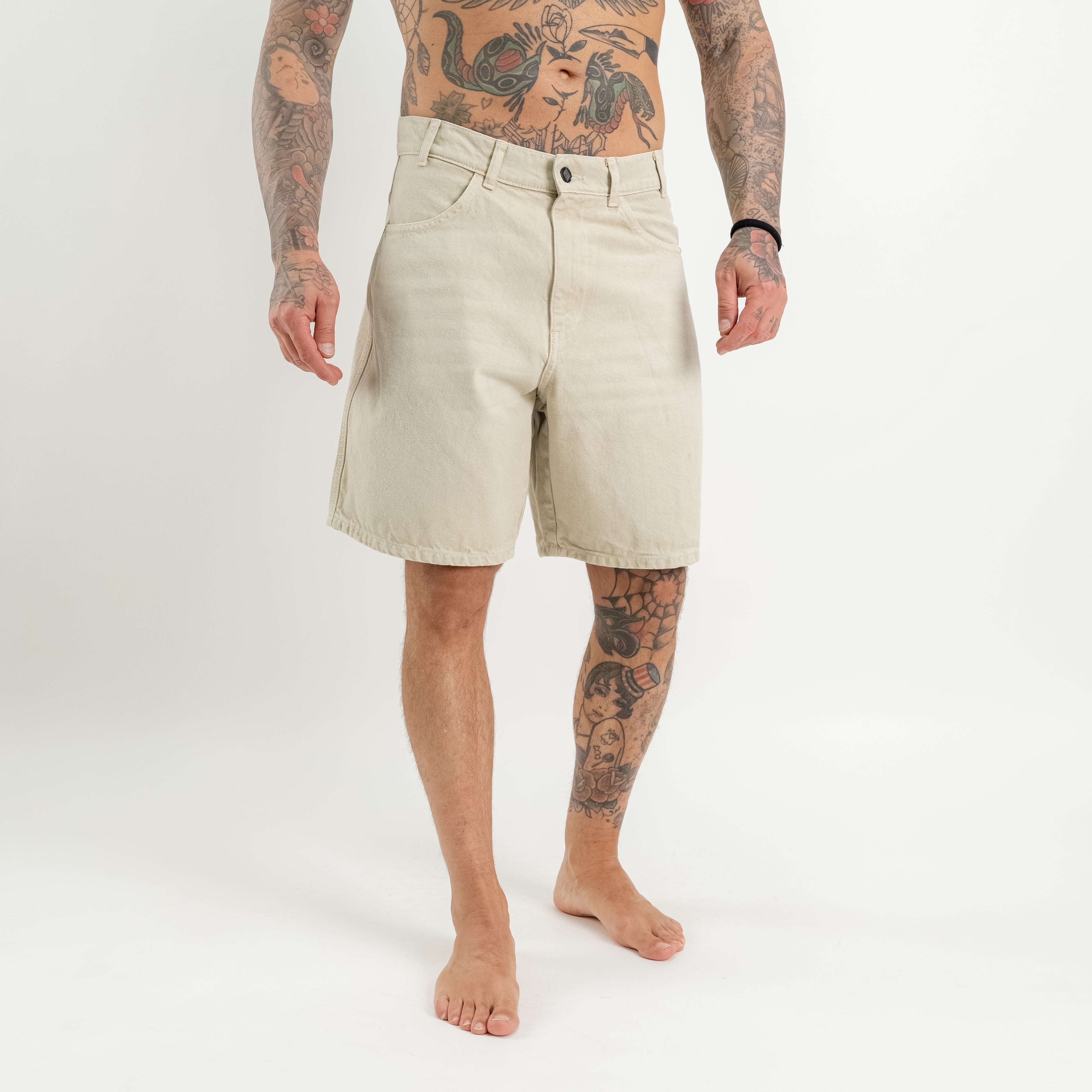 Bermuda denim lavaggio beige