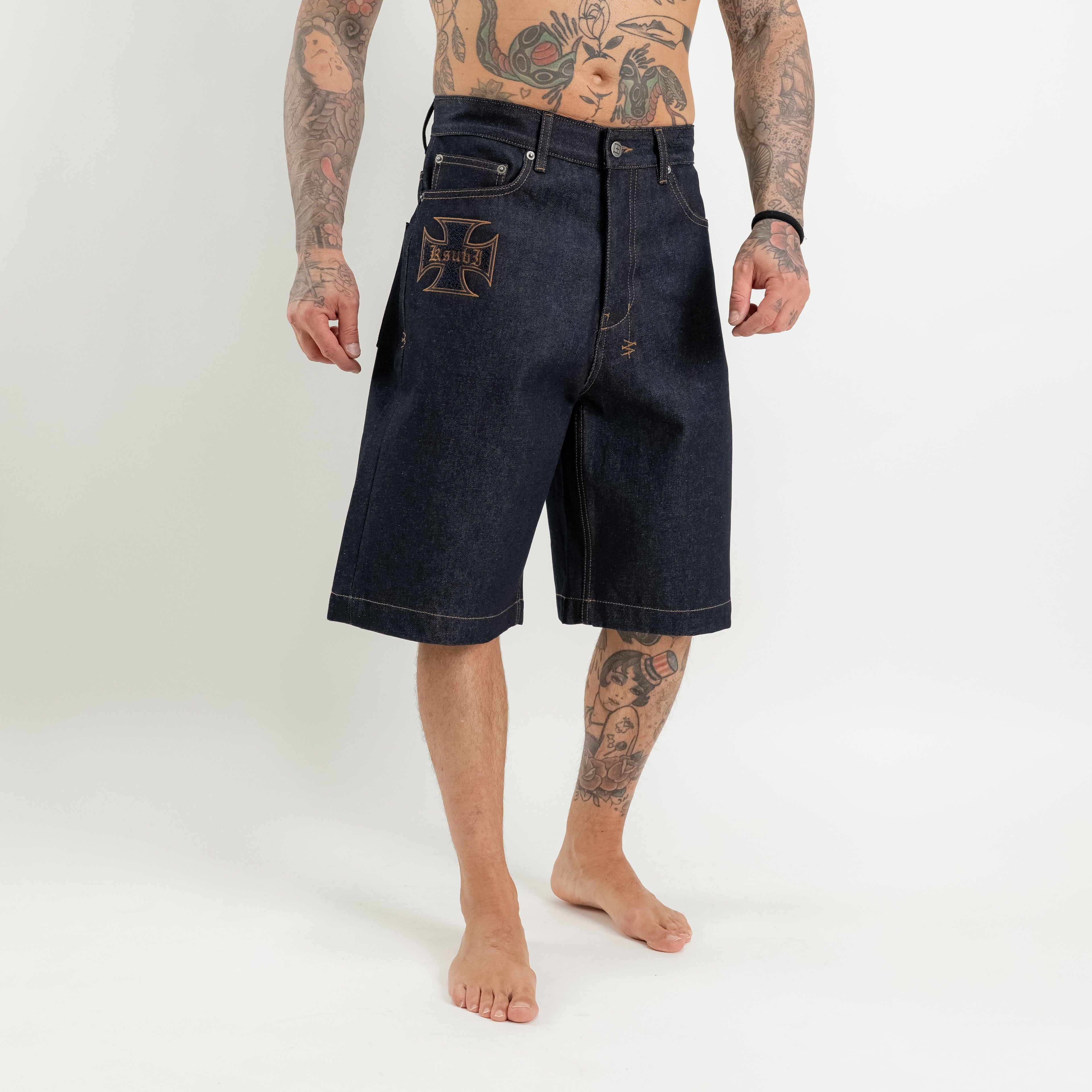 Raw denim Bermuda wide leg