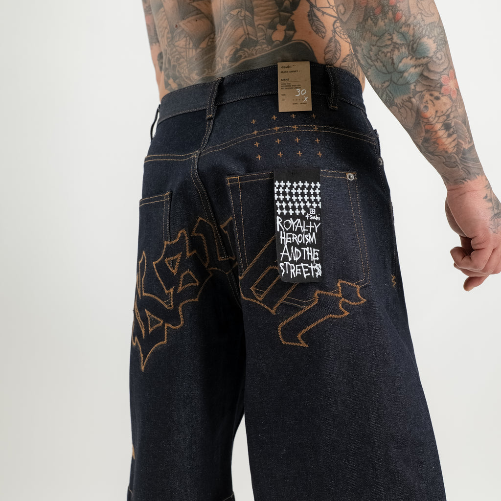 Raw denim Bermuda wide leg