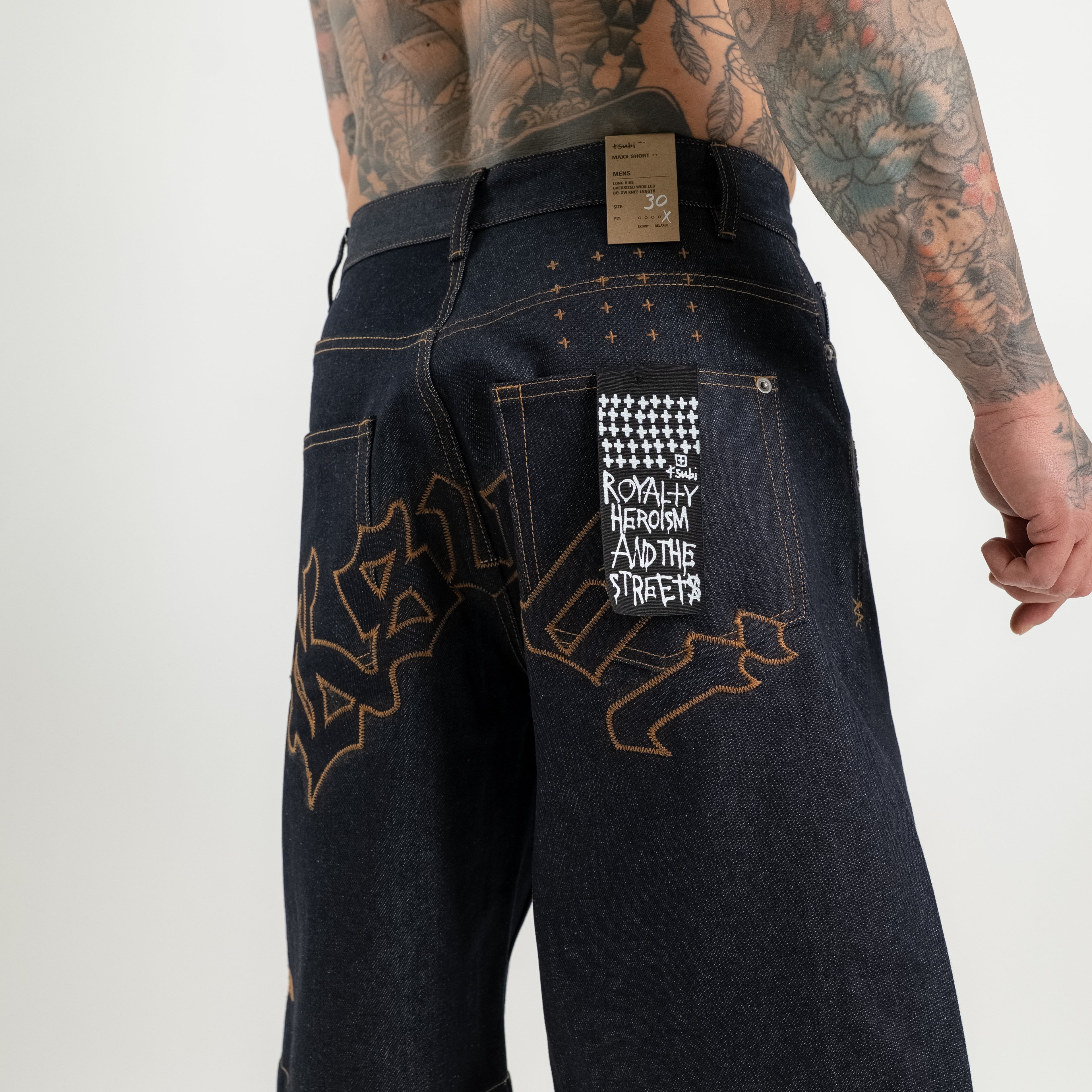 Raw denim Bermuda wide leg