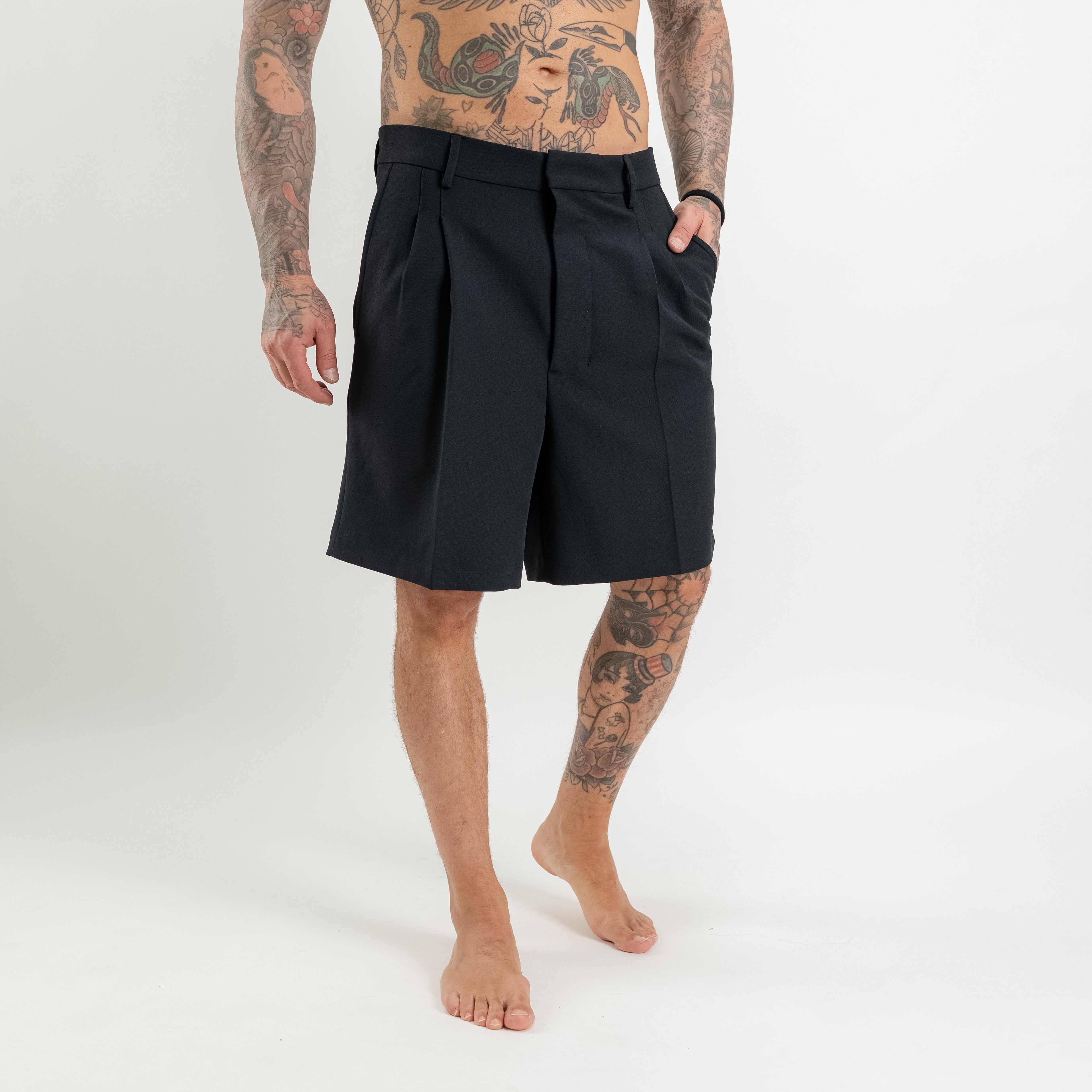 Bermuda Sartoriale doppia pinces in crepe di cotone