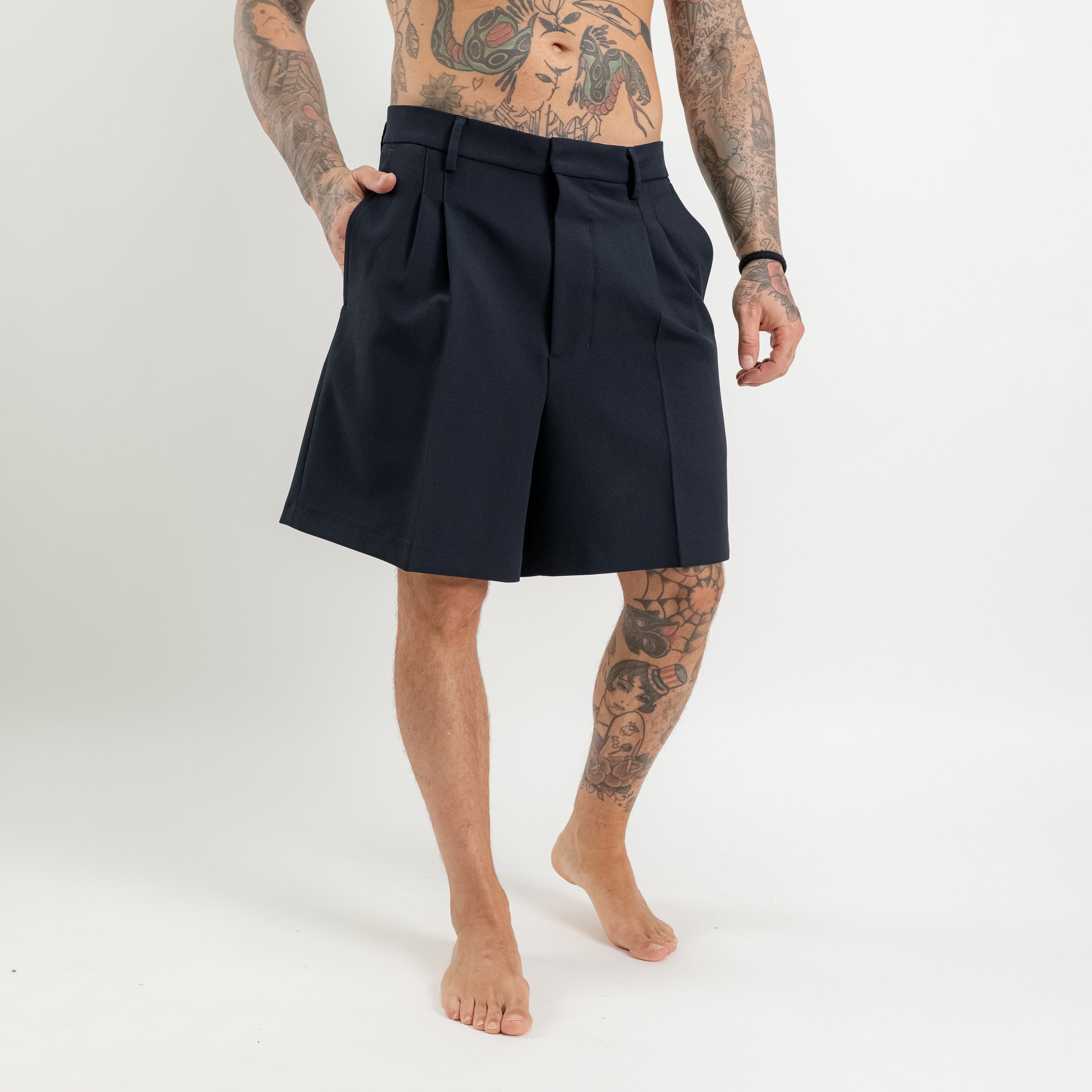 Bermuda Sartoriale doppia pences in crepe di cotone