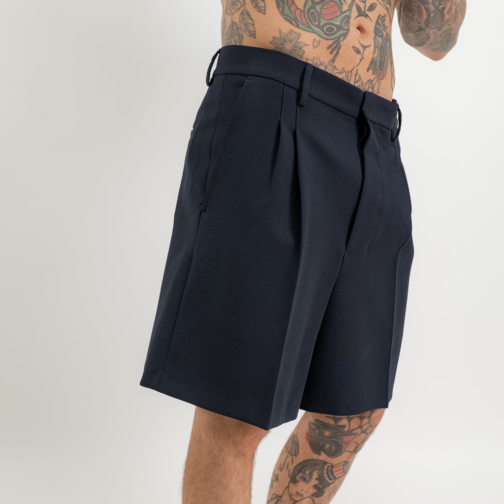 Bermuda Sartoriale doppia pences in crepe di cotone