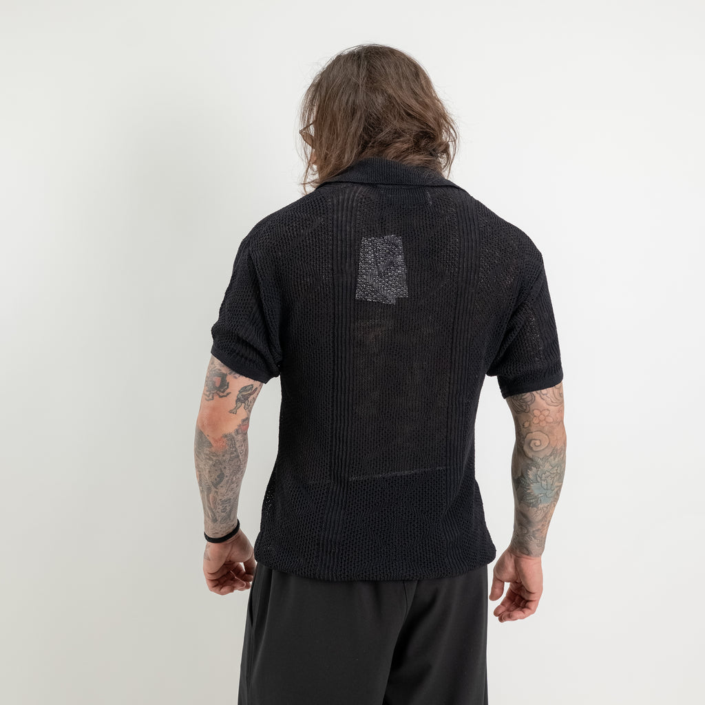 Maglia-Camicia traforata in misto lino