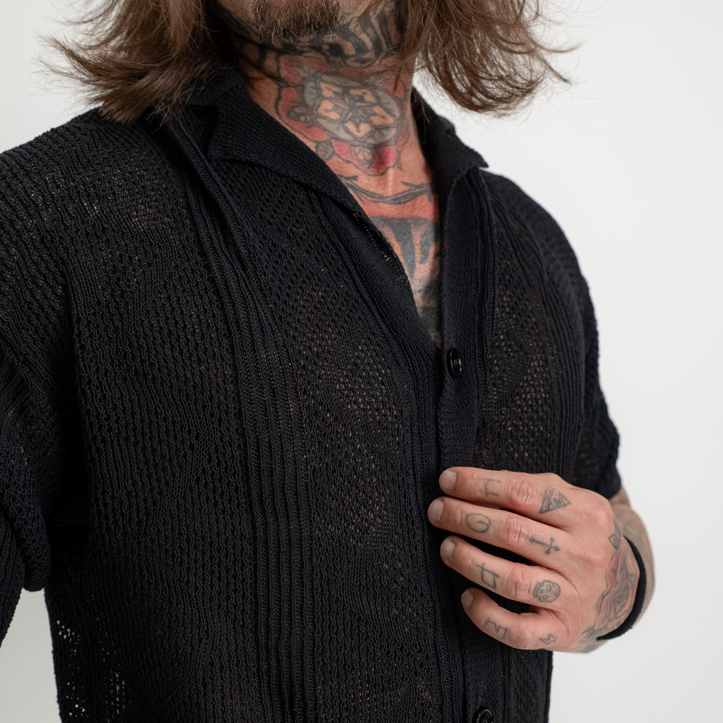 Maglia-Camicia traforata in misto lino