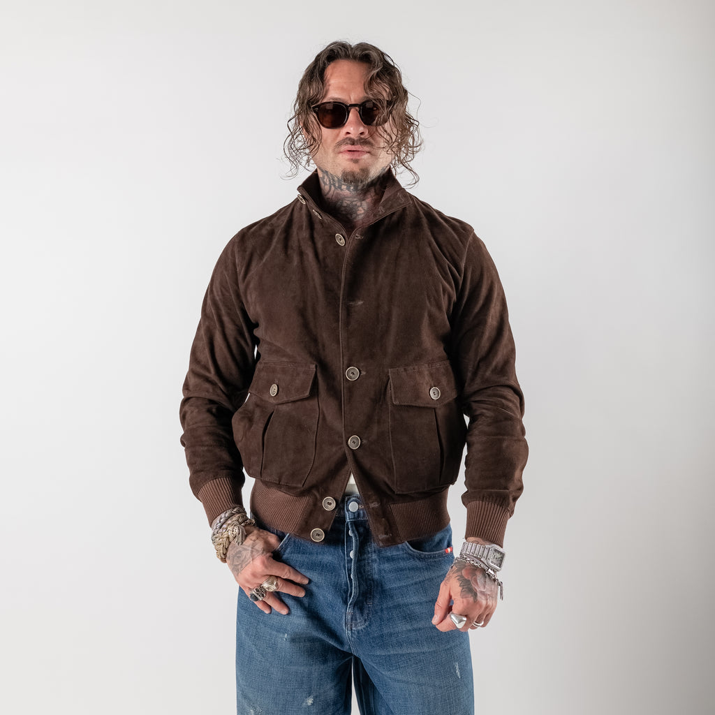 Bomber in pelle scamosciata