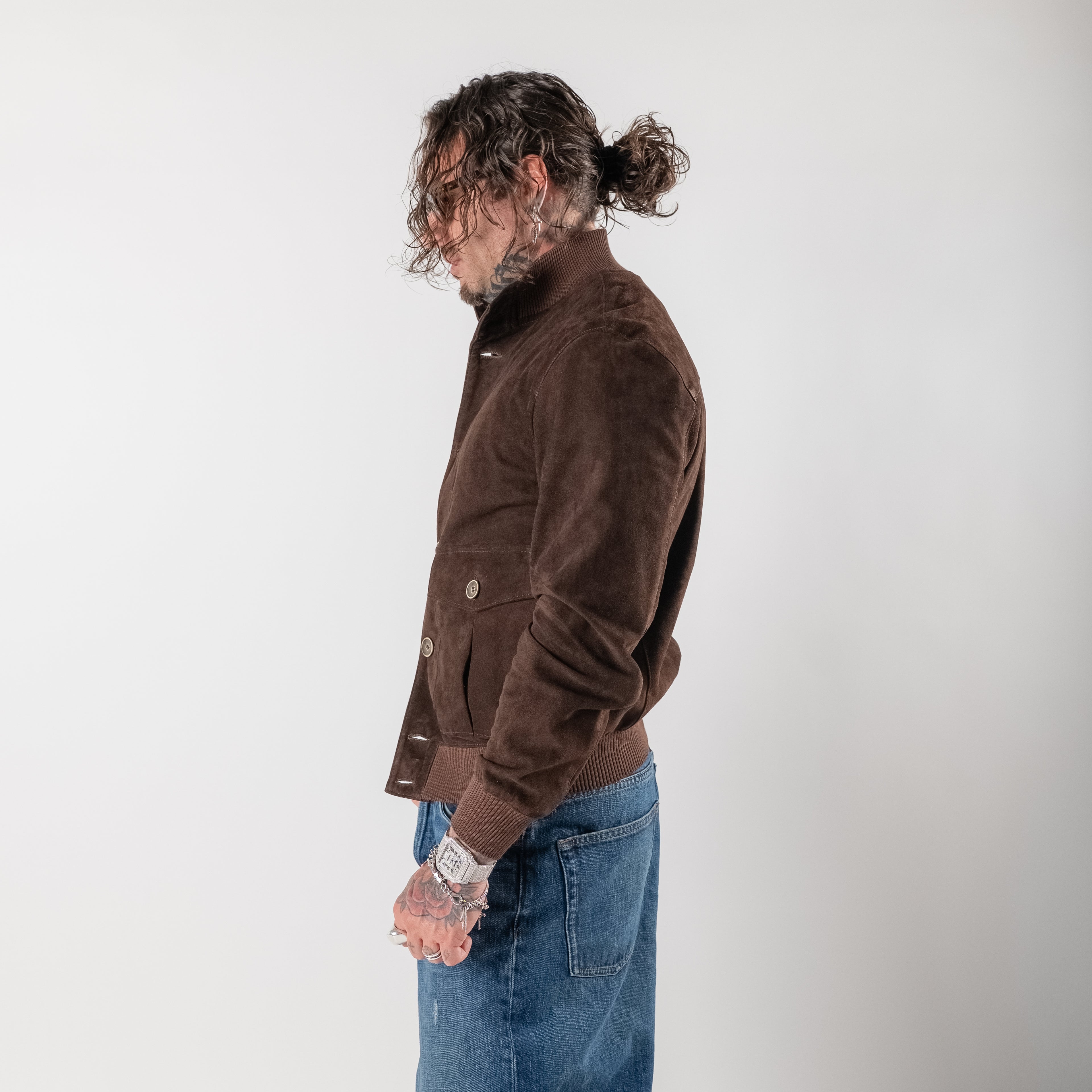 Bomber in pelle scamosciata
