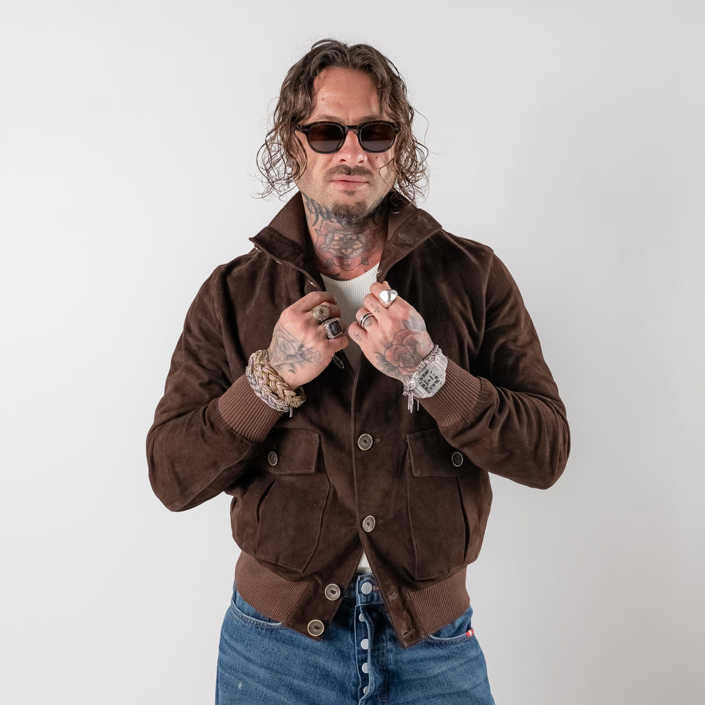 Bomber in pelle scamosciata