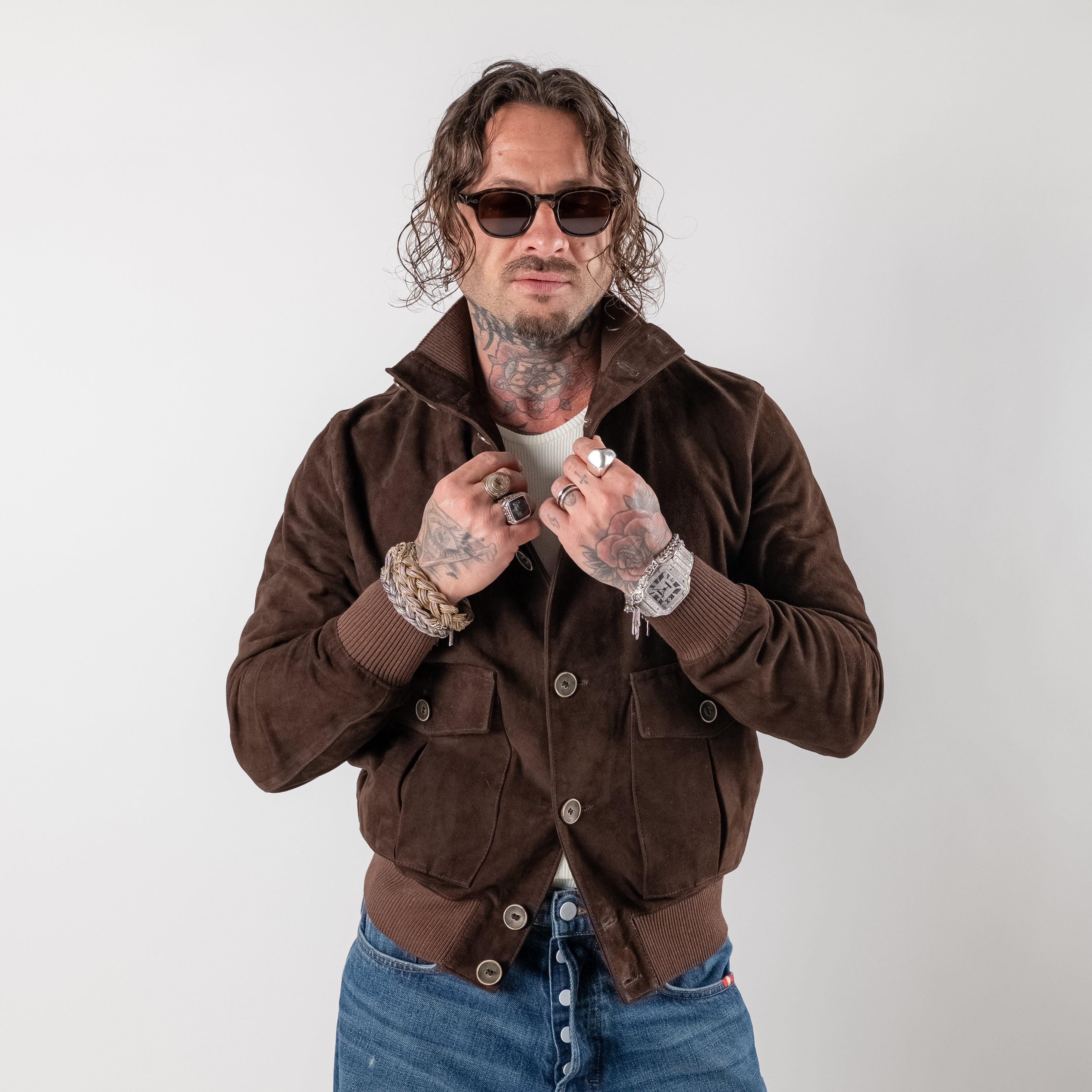 Bomber in pelle scamosciata