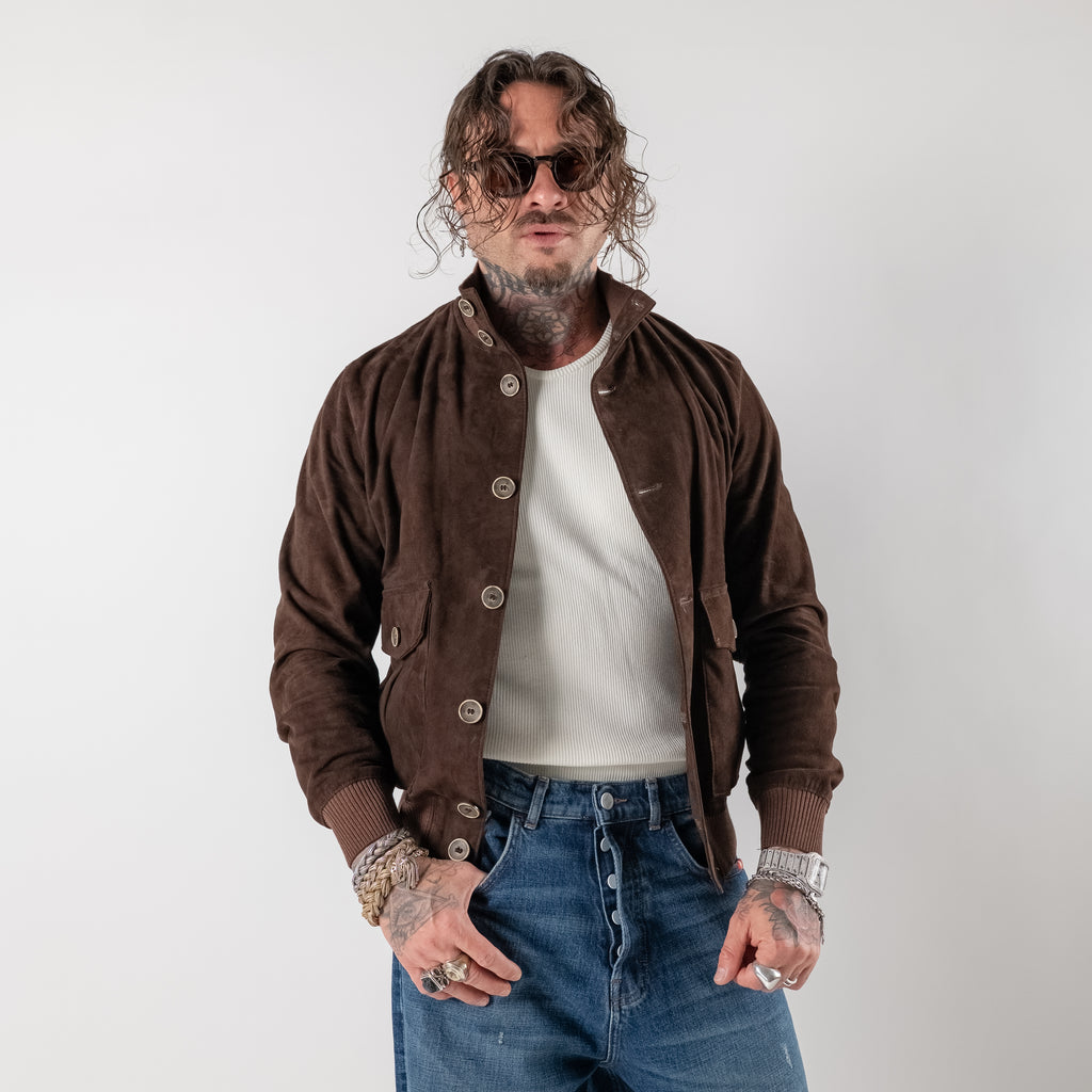 Bomber in pelle scamosciata