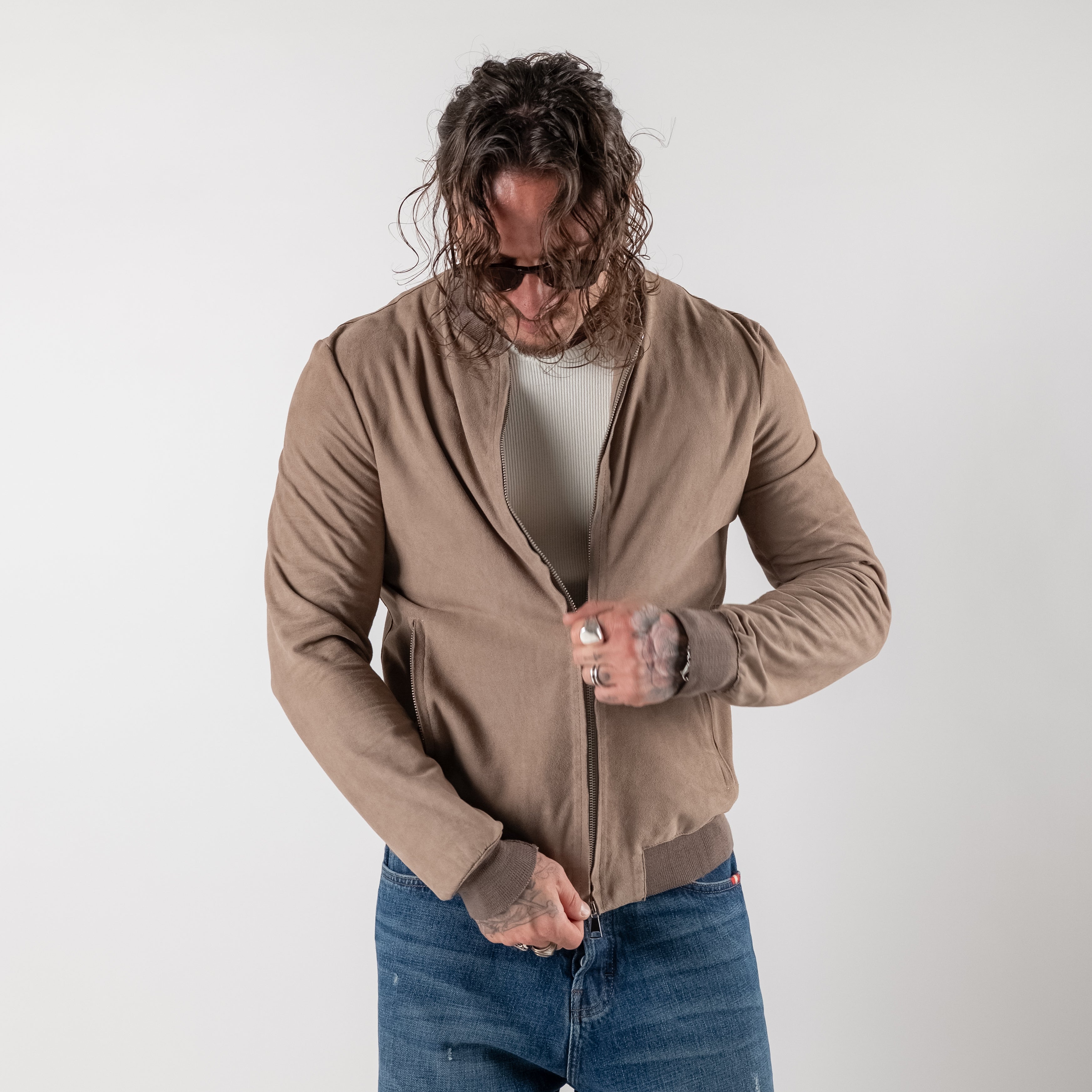 Suede College with zip