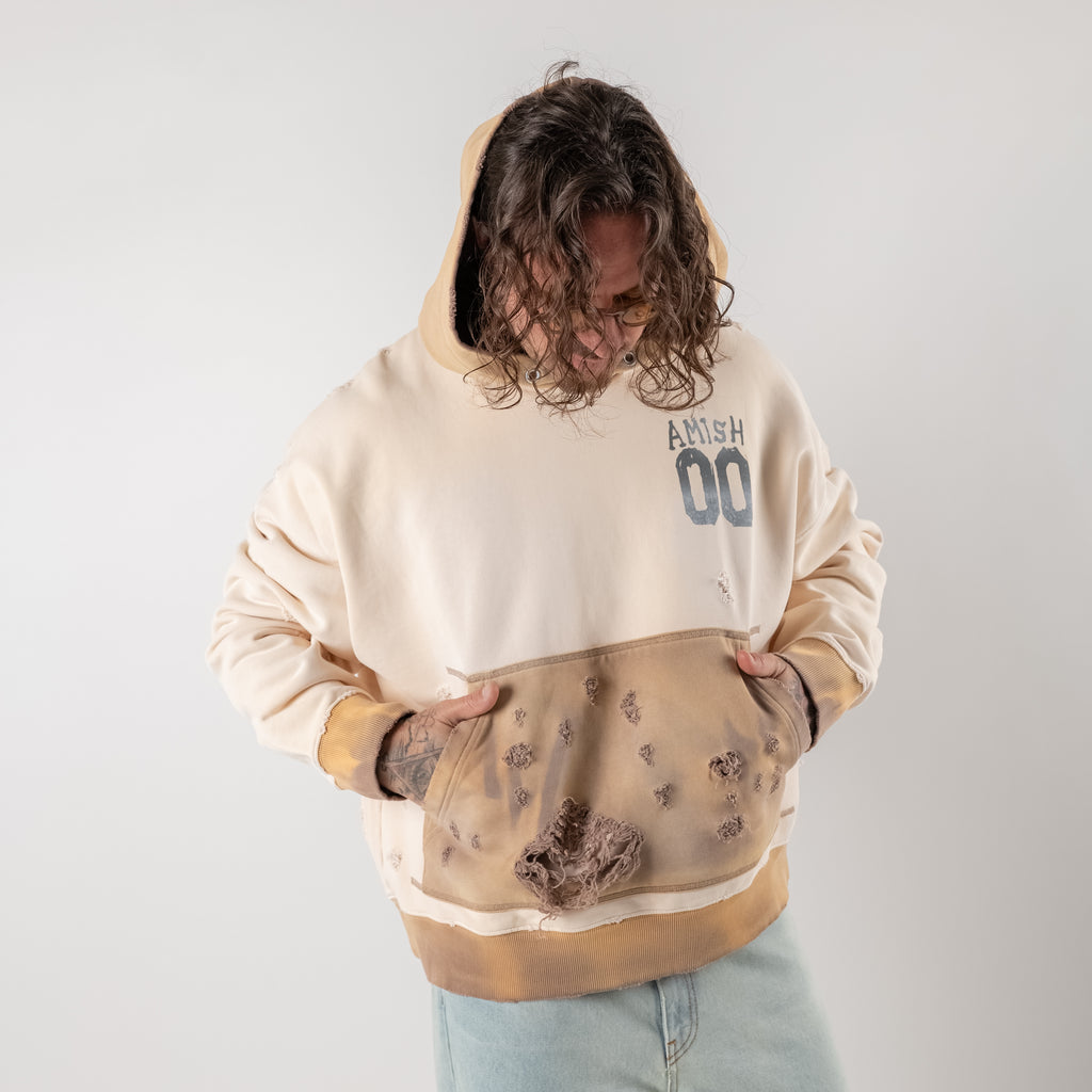 Distressed varsity sweatshirt