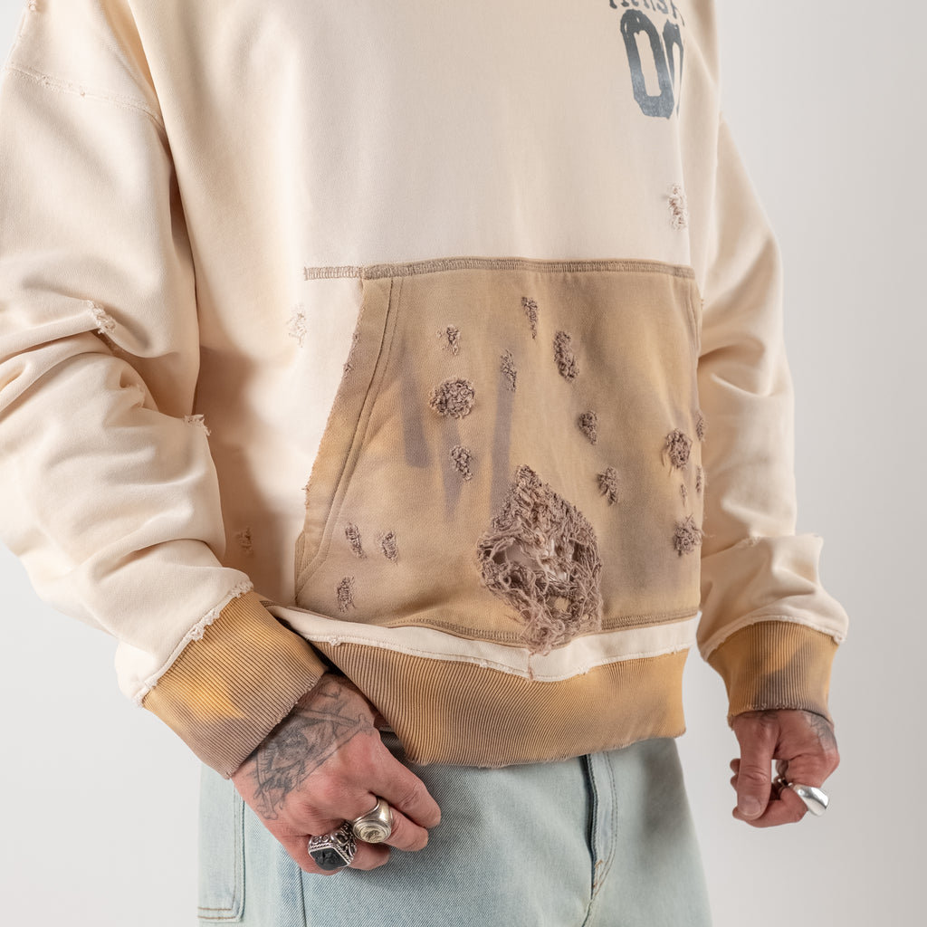 Distressed varsity sweatshirt