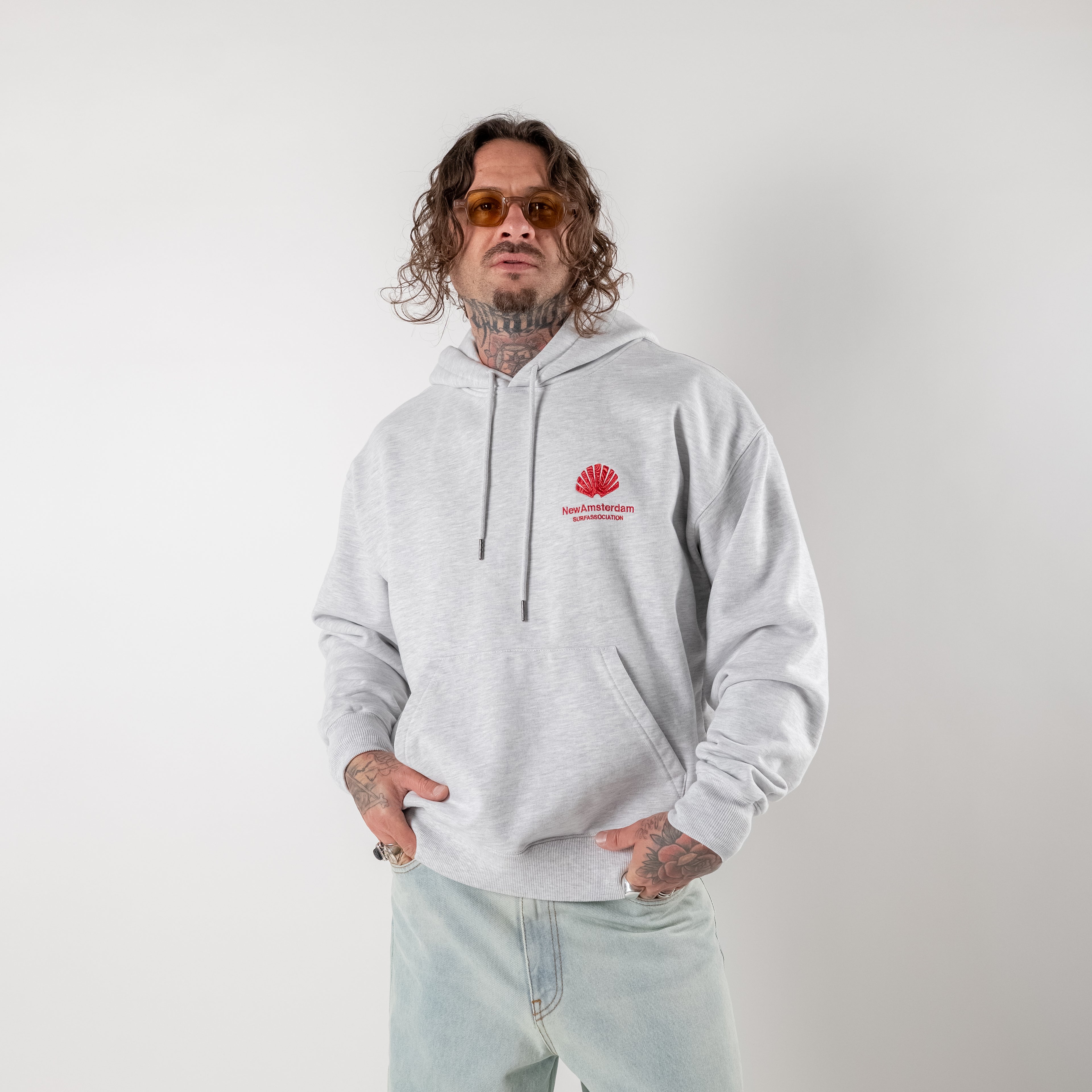 Hooded sweatshirt with shell logo