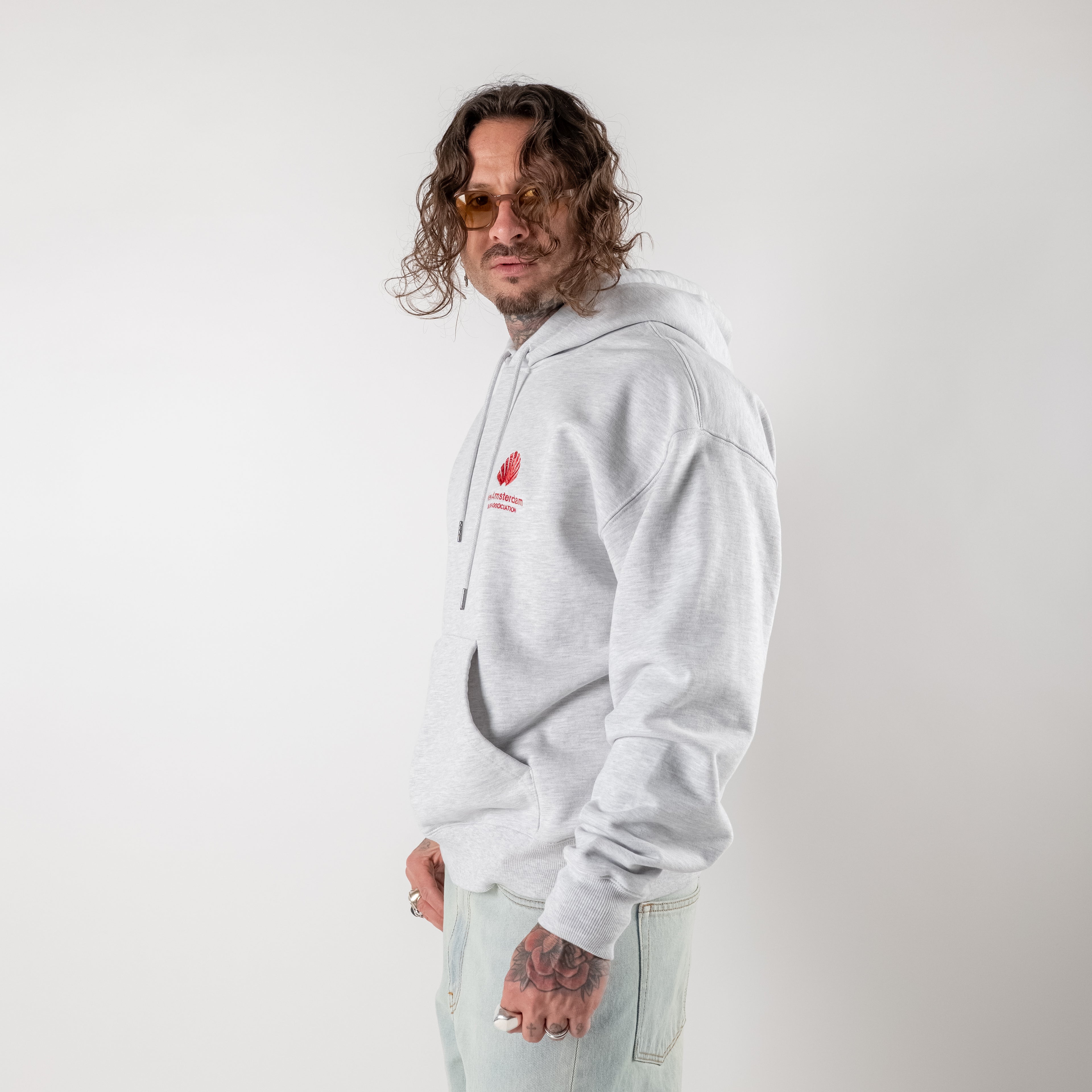 Hooded sweatshirt with shell logo
