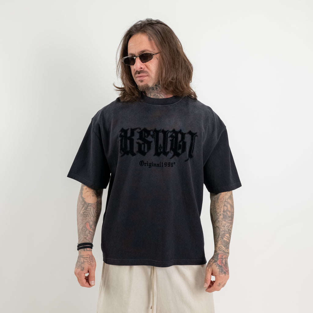 T-shirt logo black fade stampa velluto