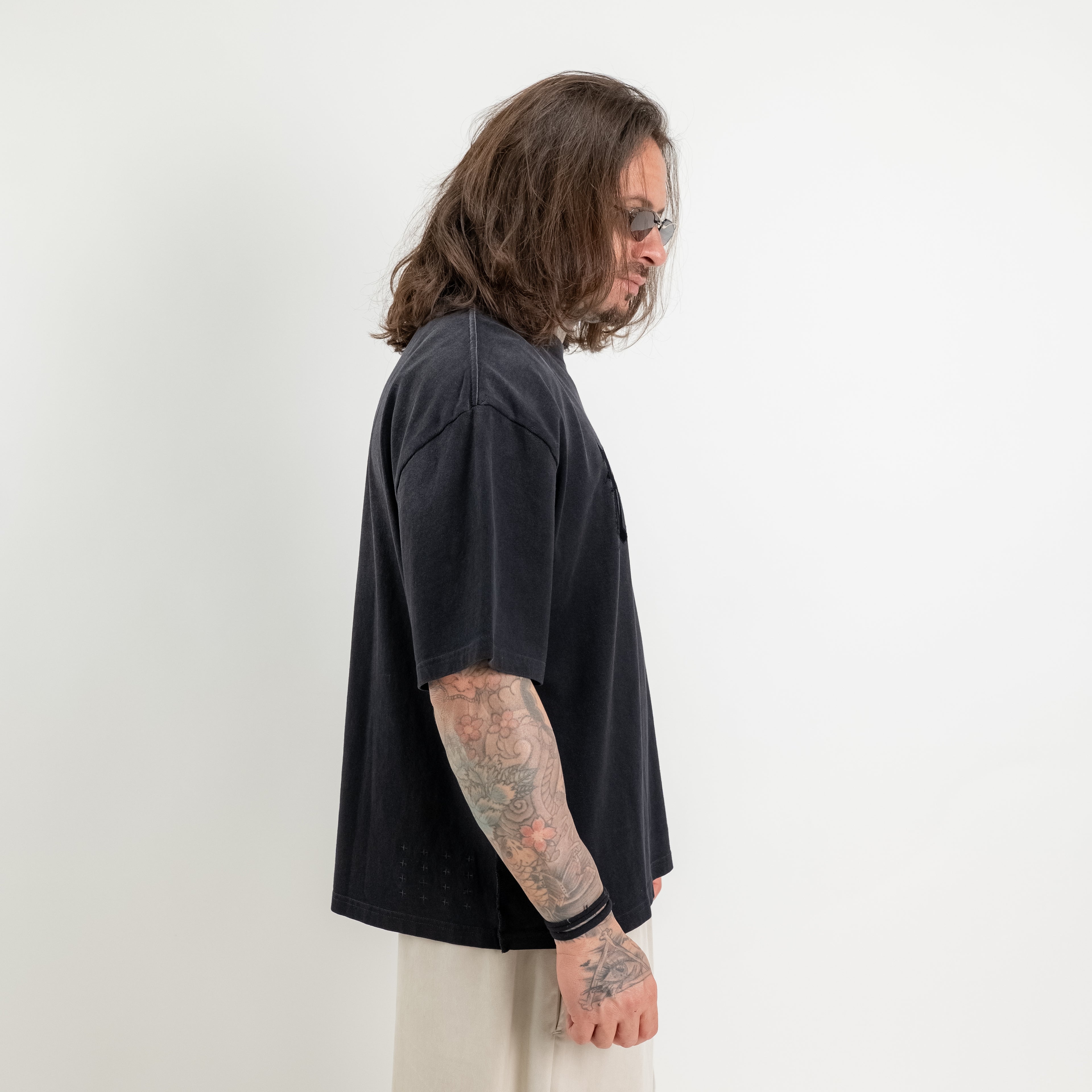 T-shirt logo black fade stampa velluto