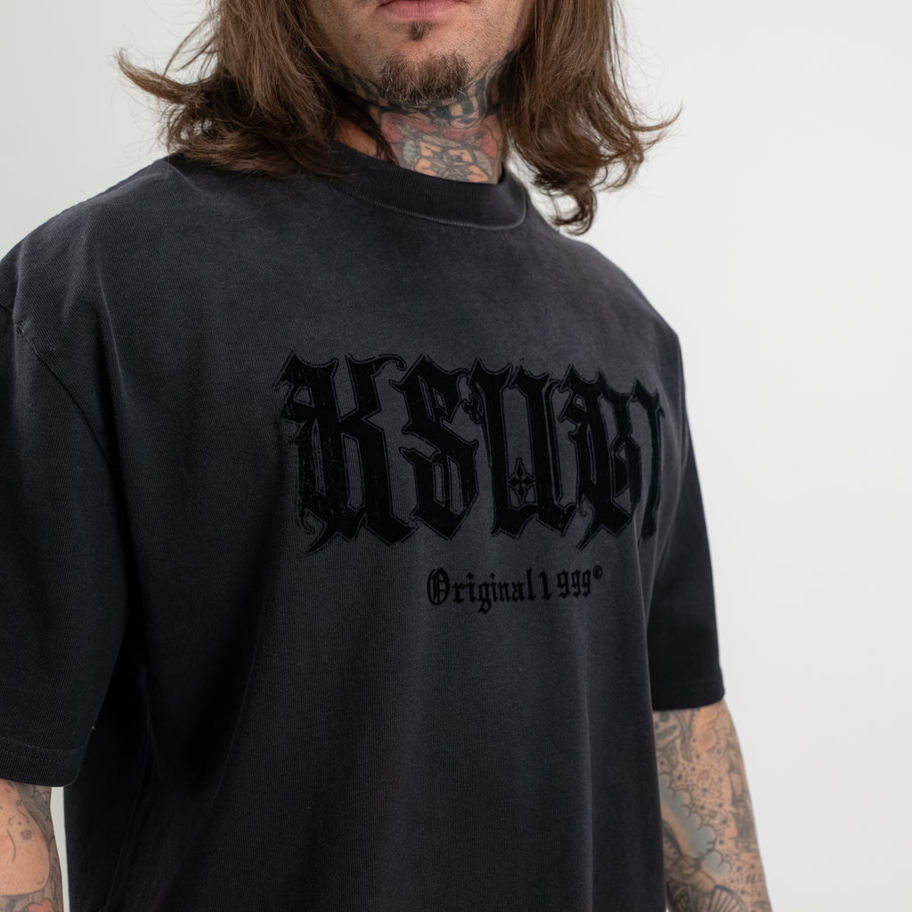 T-shirt logo black fade stampa velluto