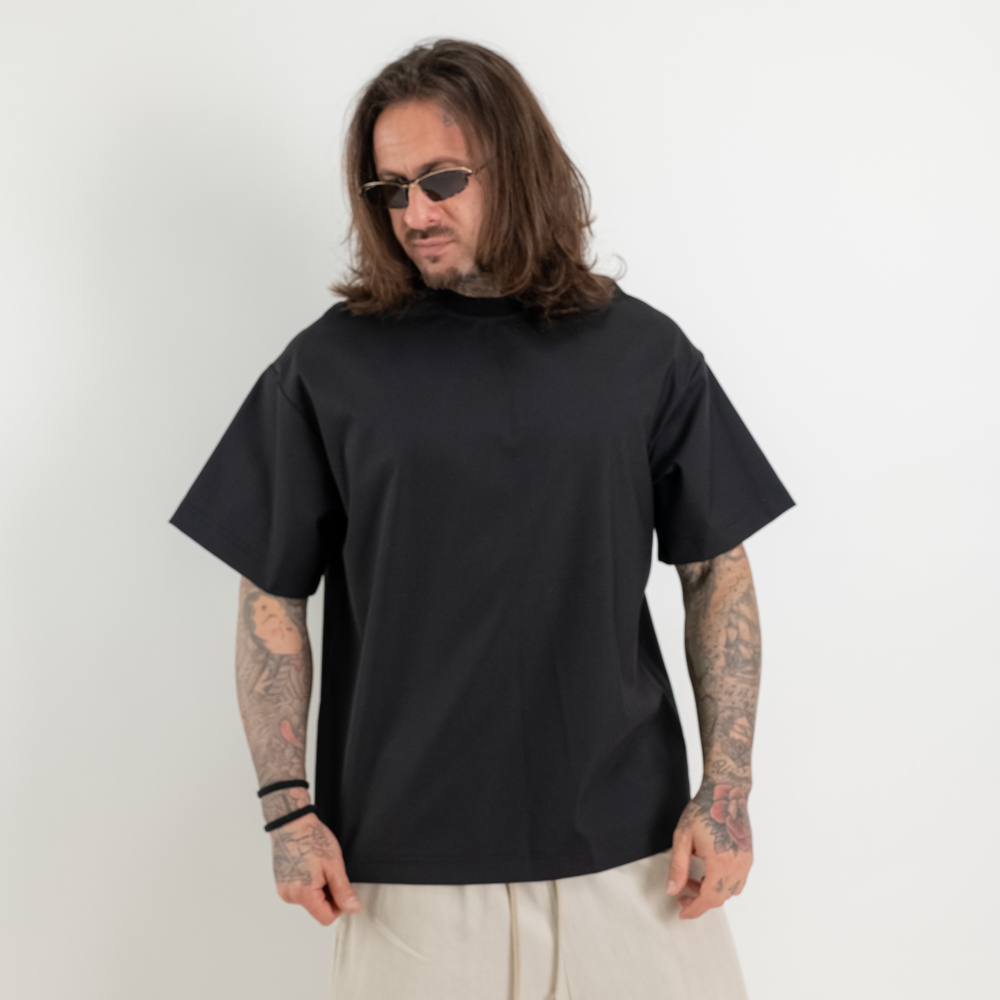 T-Shirt fresco lana con nastri retro