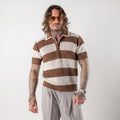 Striped cotton blend polo shirt
