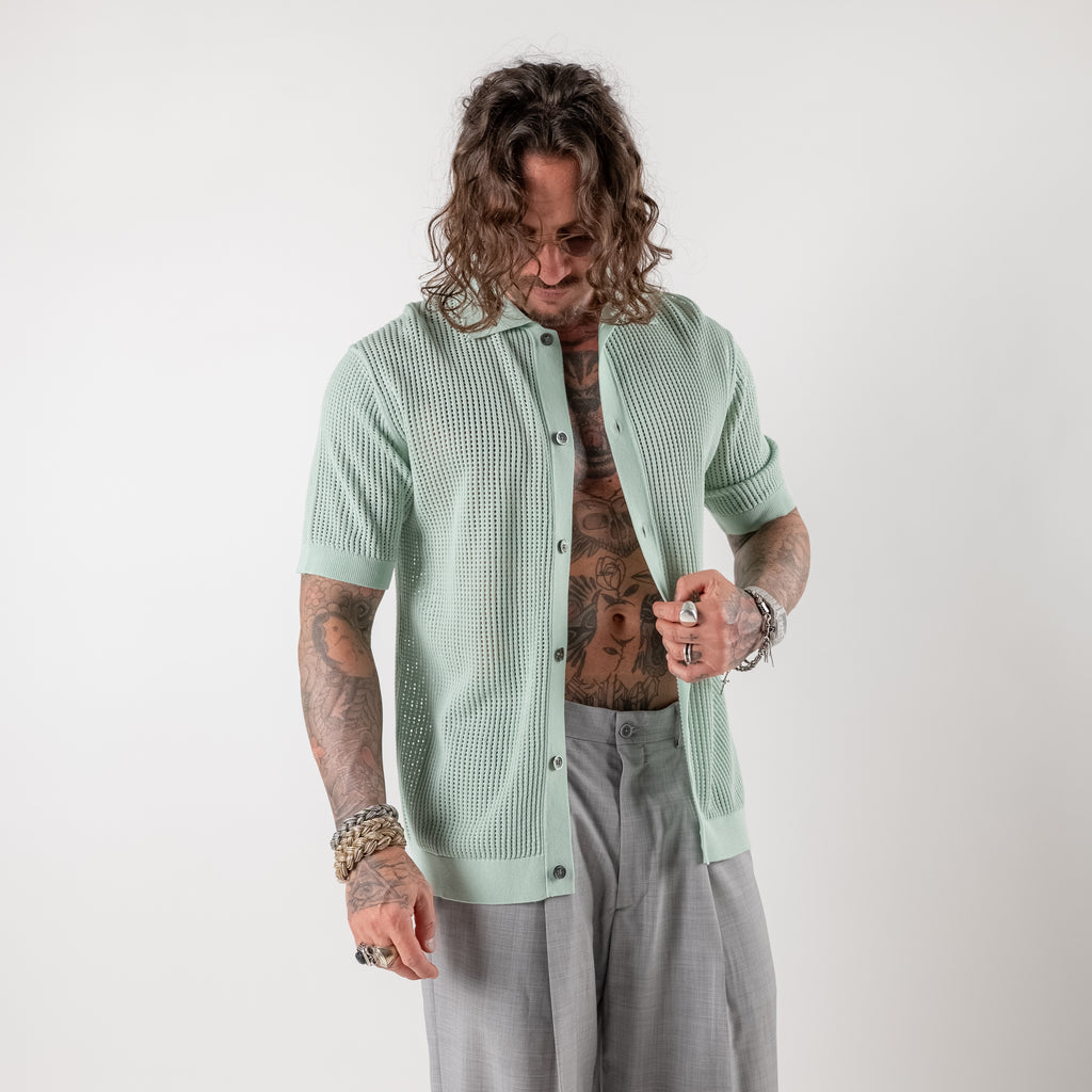 Openwork Shirt with Collar