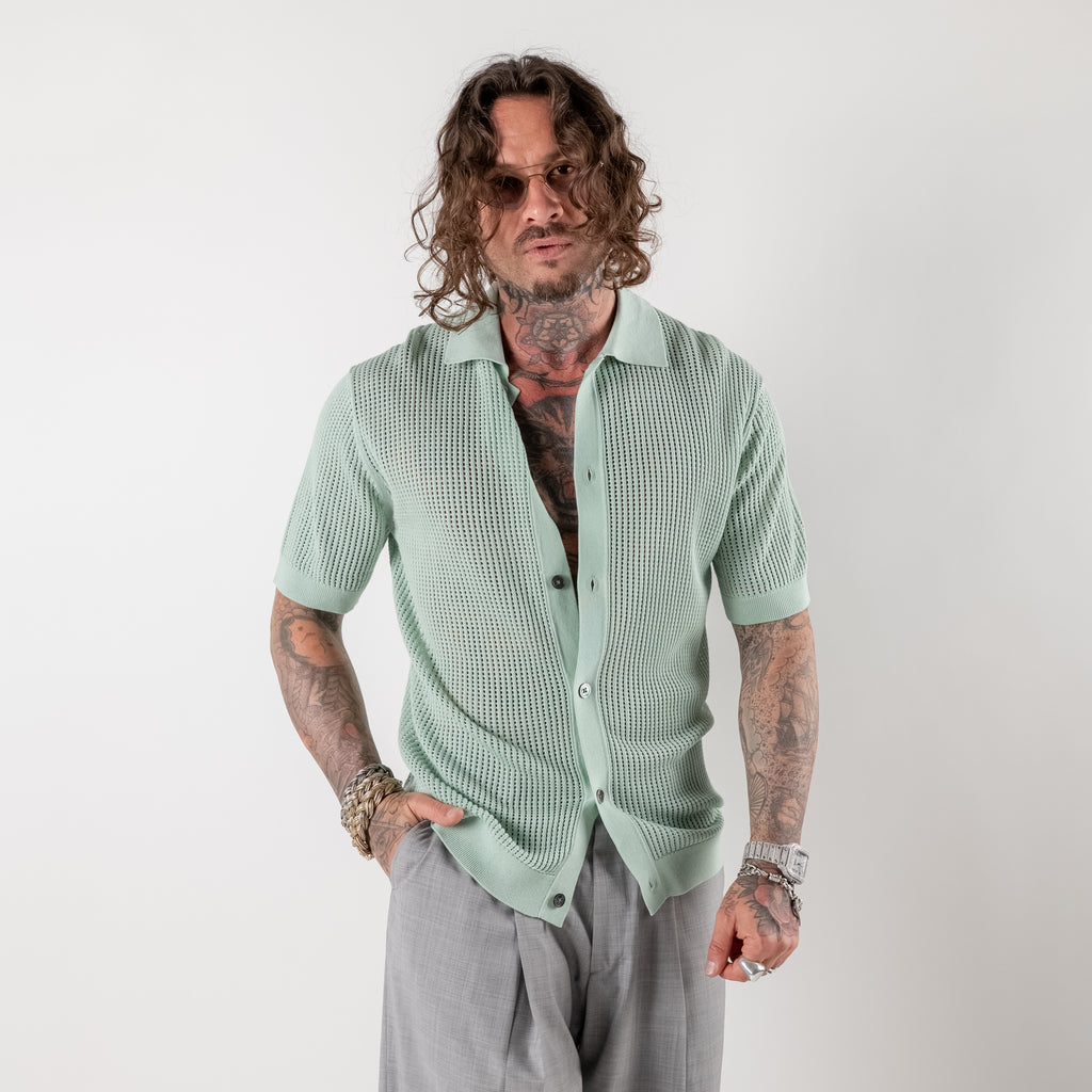 Openwork Shirt with Collar