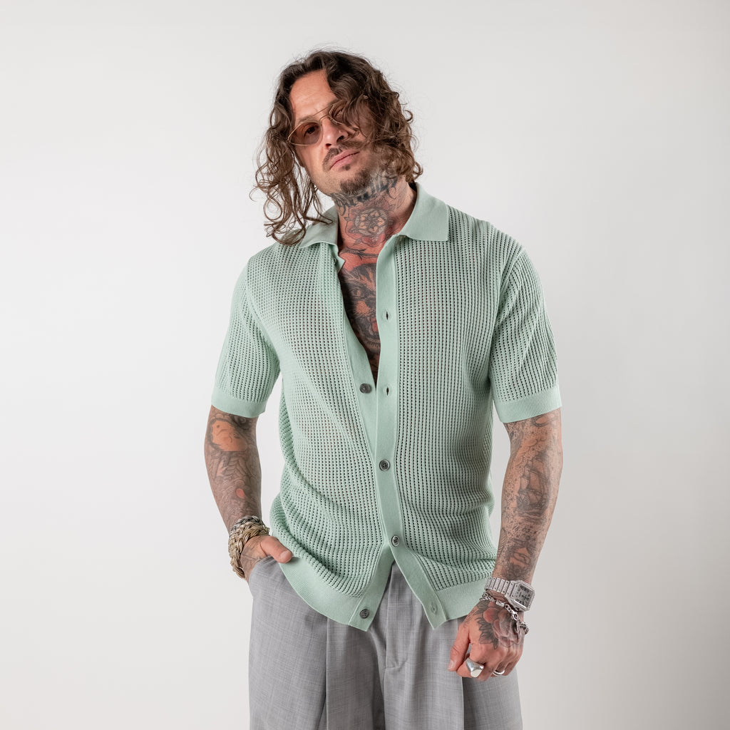 Openwork Shirt with Collar