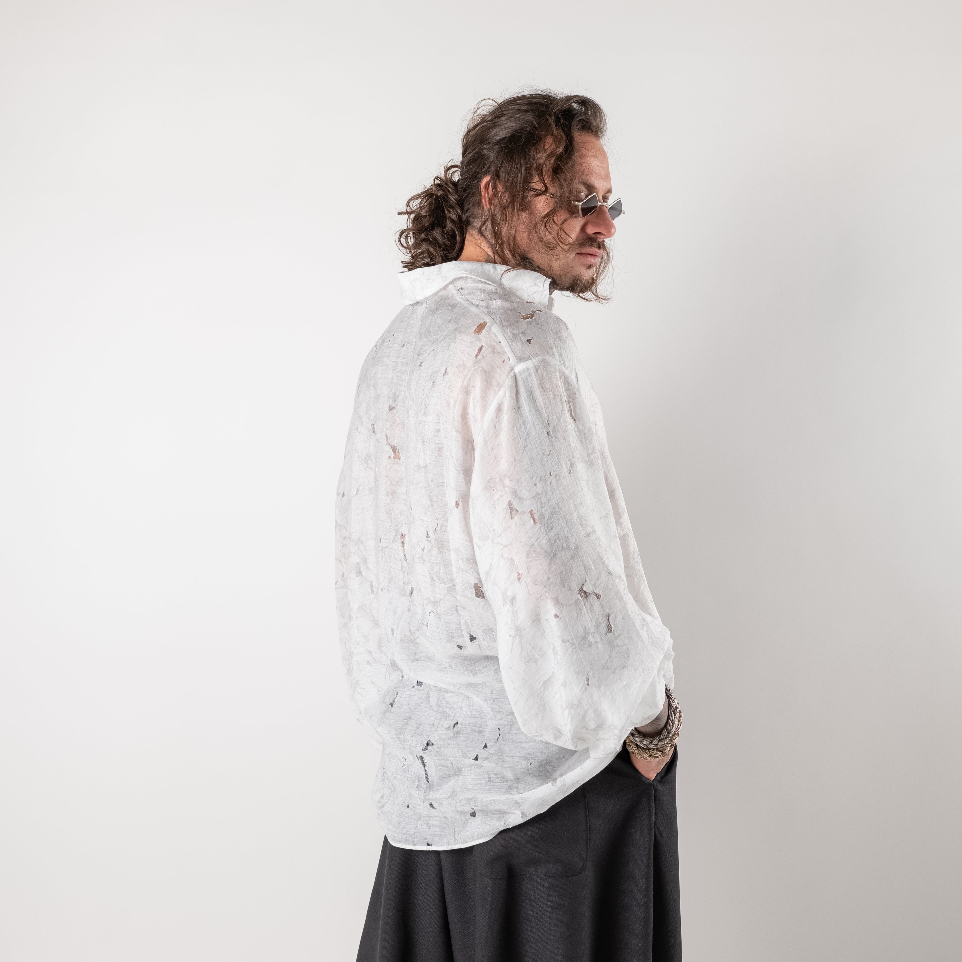 Oversized Distressed Wide Sleeve Shirt