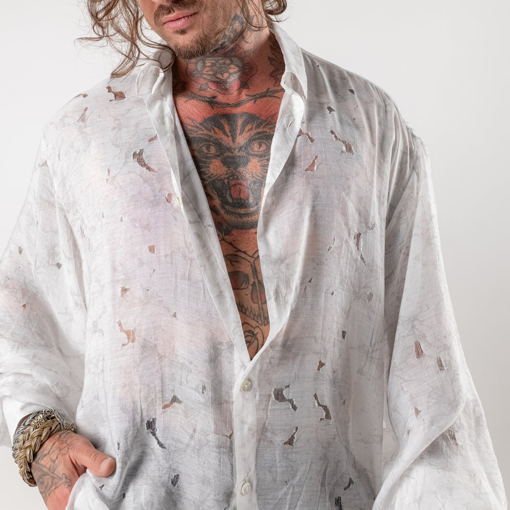 Oversized Distressed Wide Sleeve Shirt
