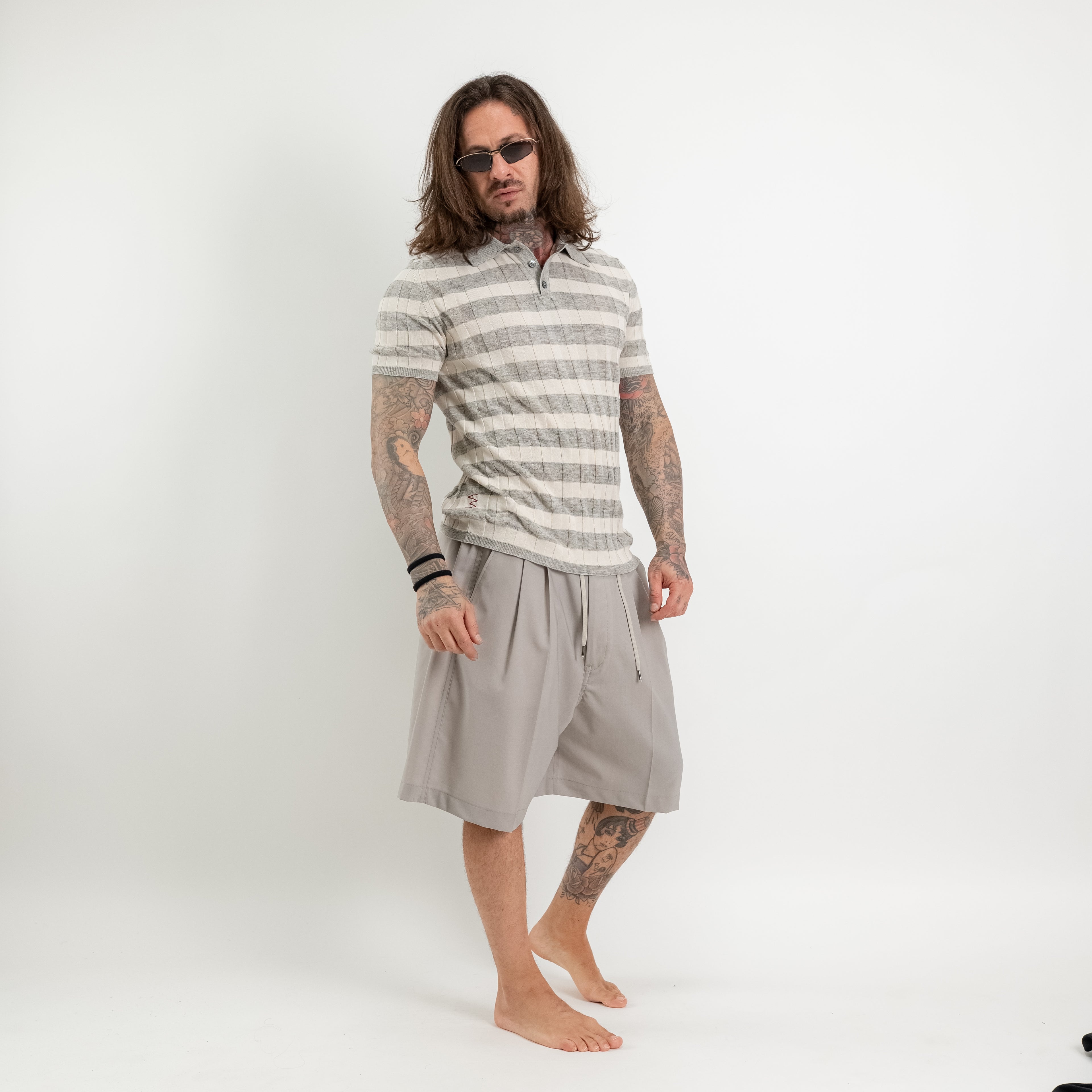 Raised stripe polo shirt