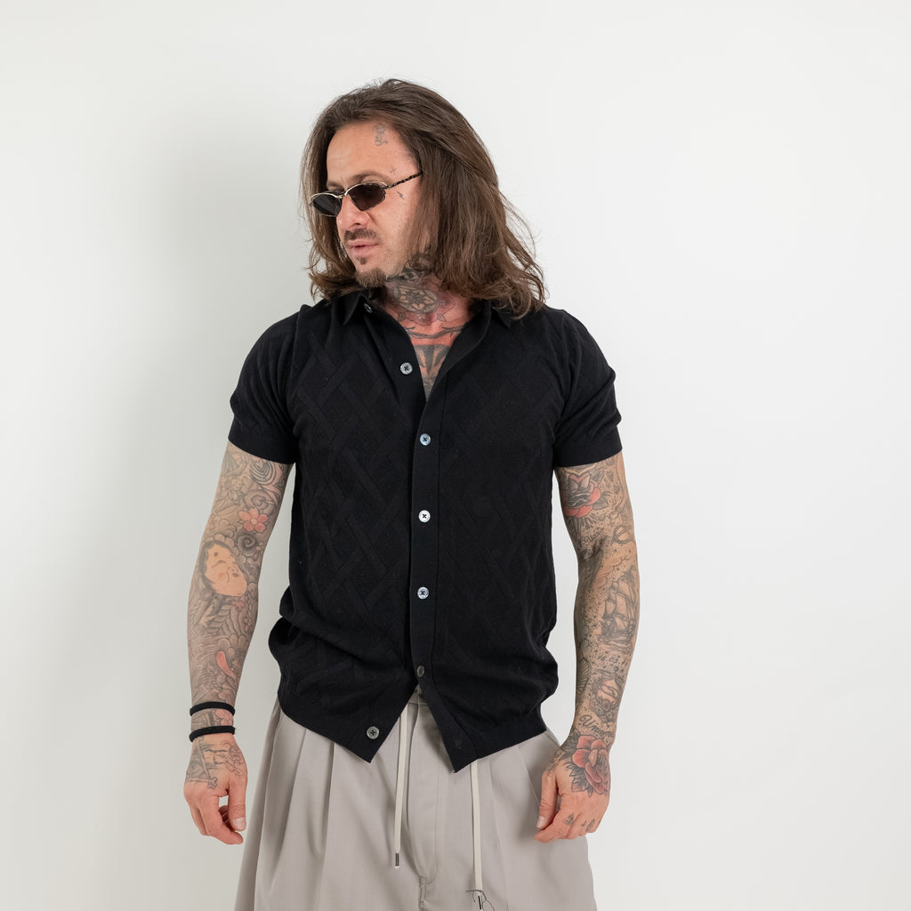 Polo Camicia trama rombi con colletto