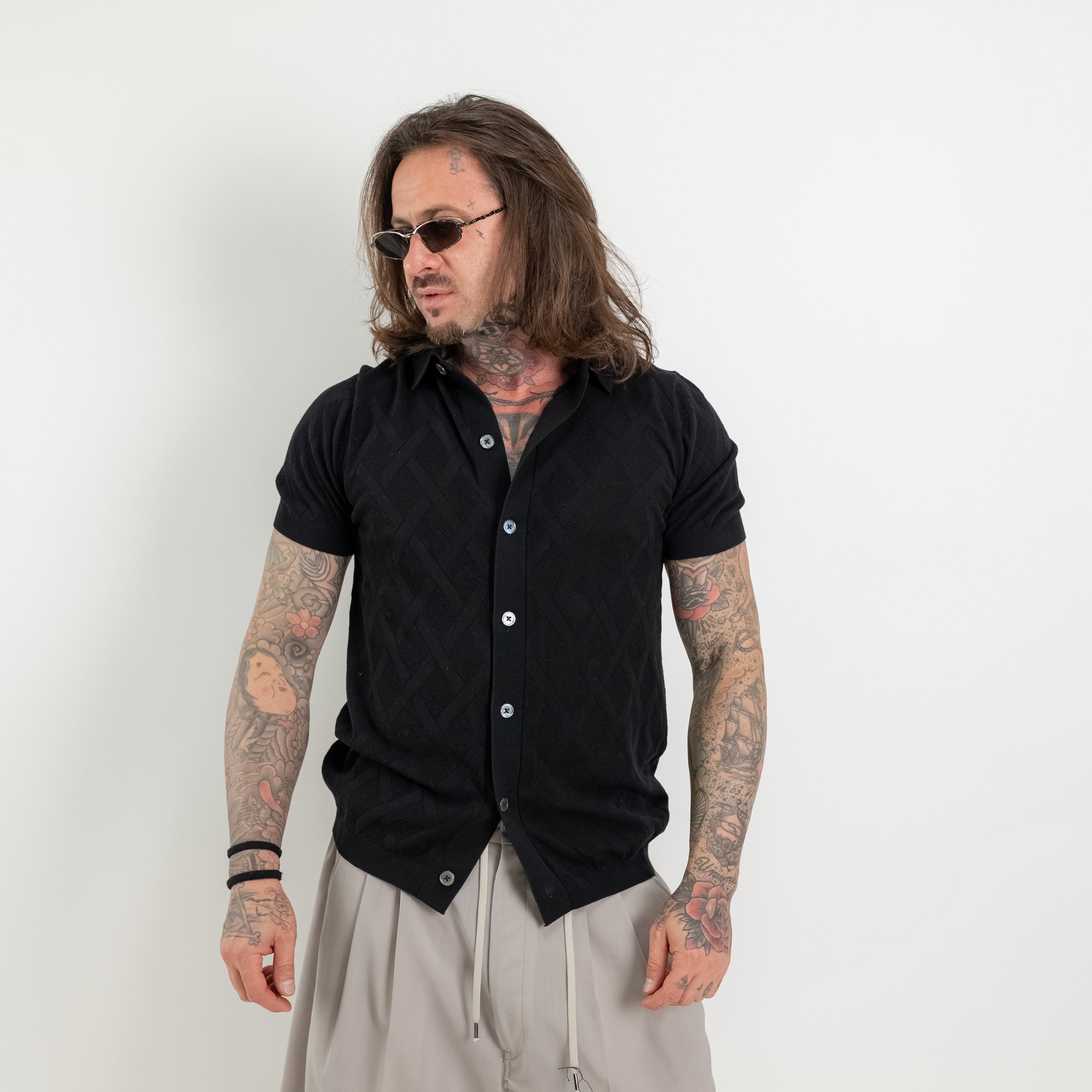 Polo Camicia trama rombi con colletto
