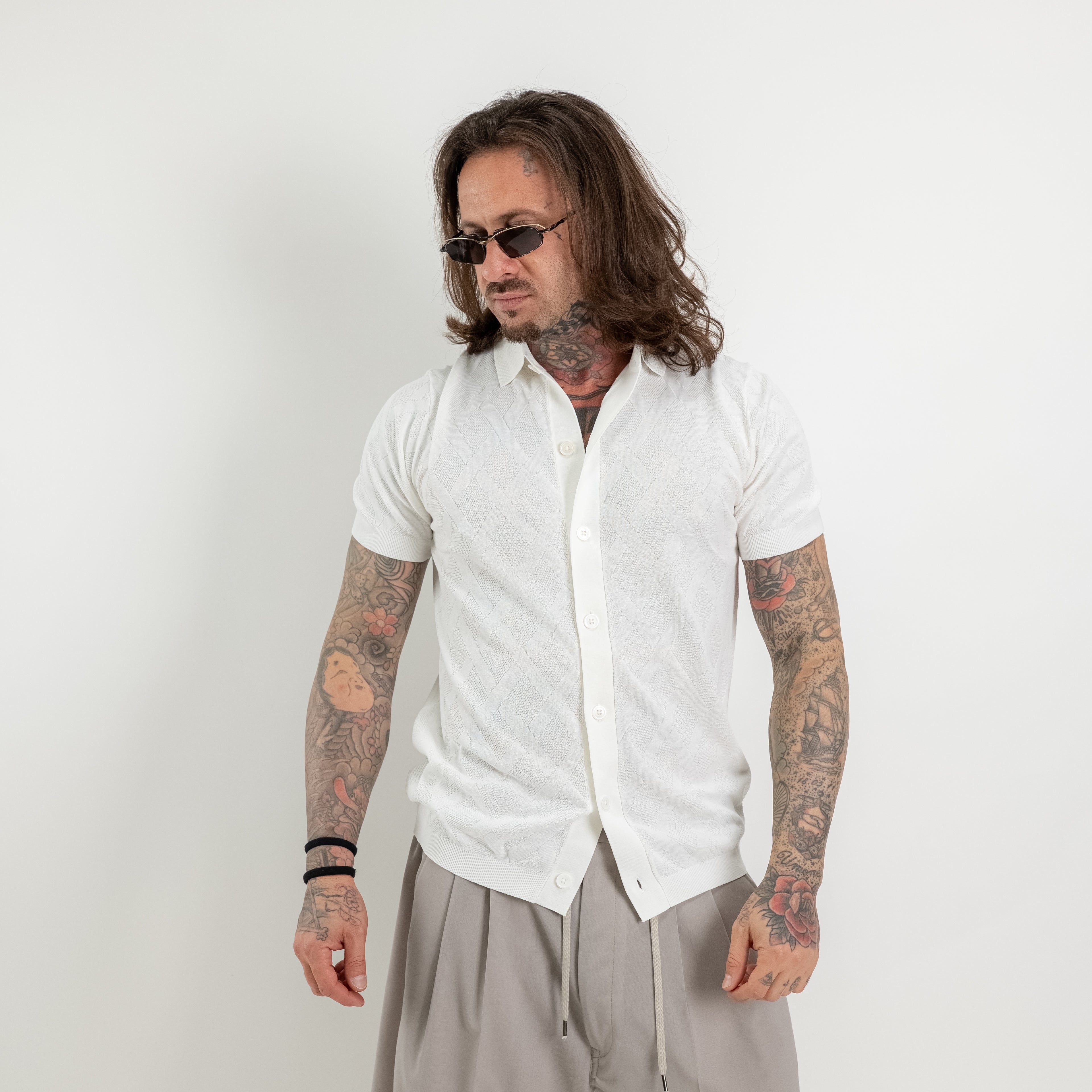 Polo Camicia trama rombi con colletto