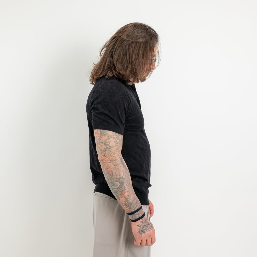 Diamond-knit polo shirt