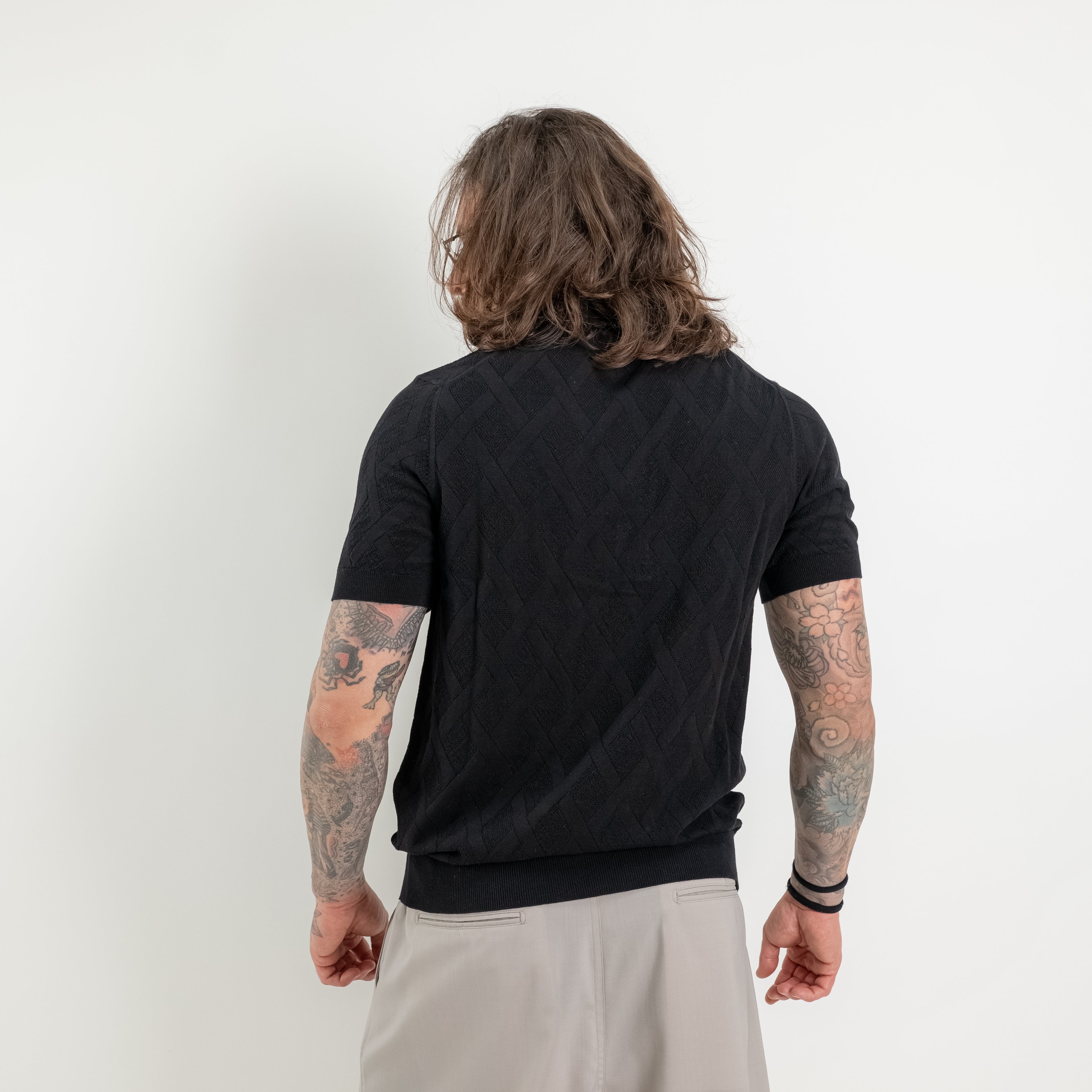 Diamond-knit polo shirt