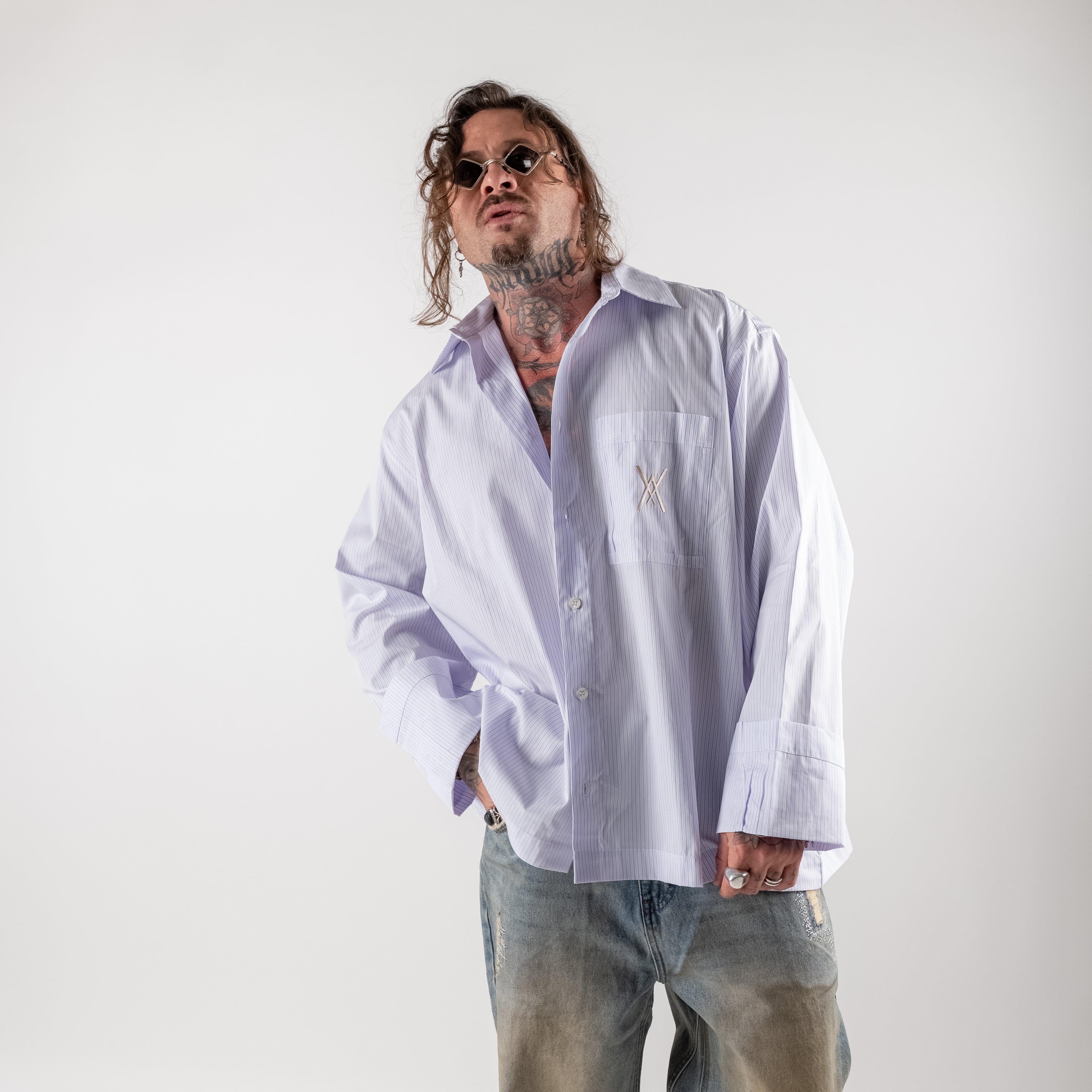 Oversize Striped Shirt with wide sleeve cuff