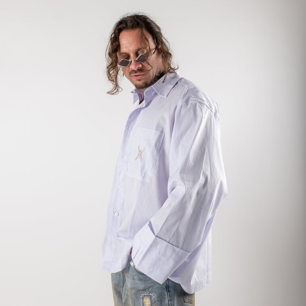Oversize Striped Shirt with wide sleeve cuff