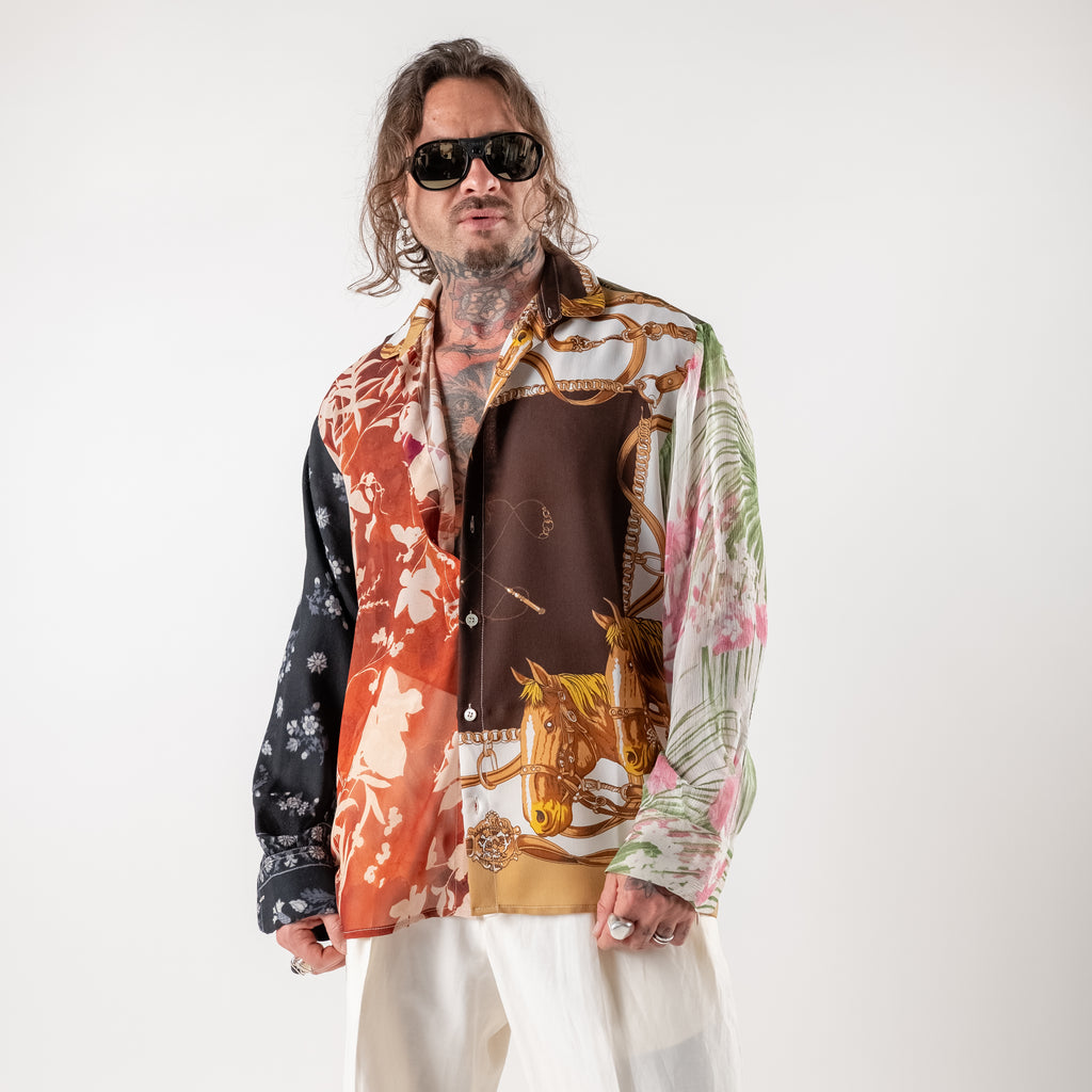 Patterned 100% Silk Shirt