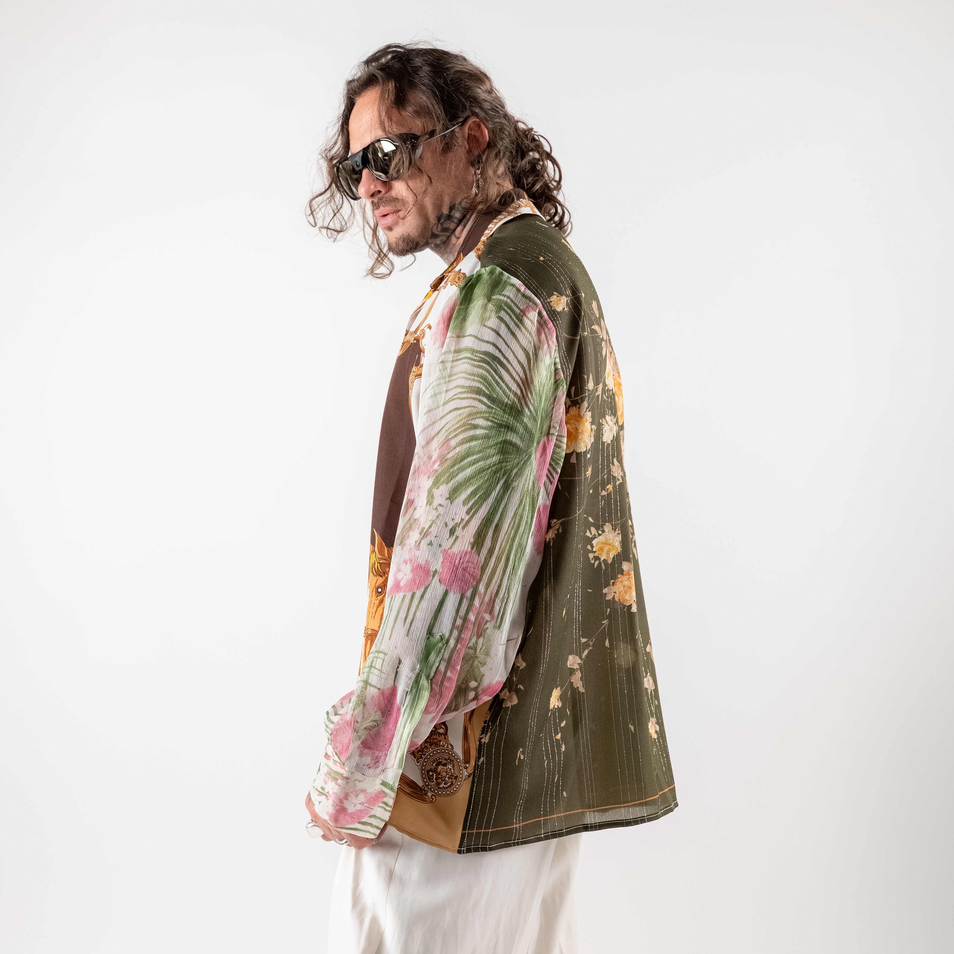 Patterned 100% Silk Shirt