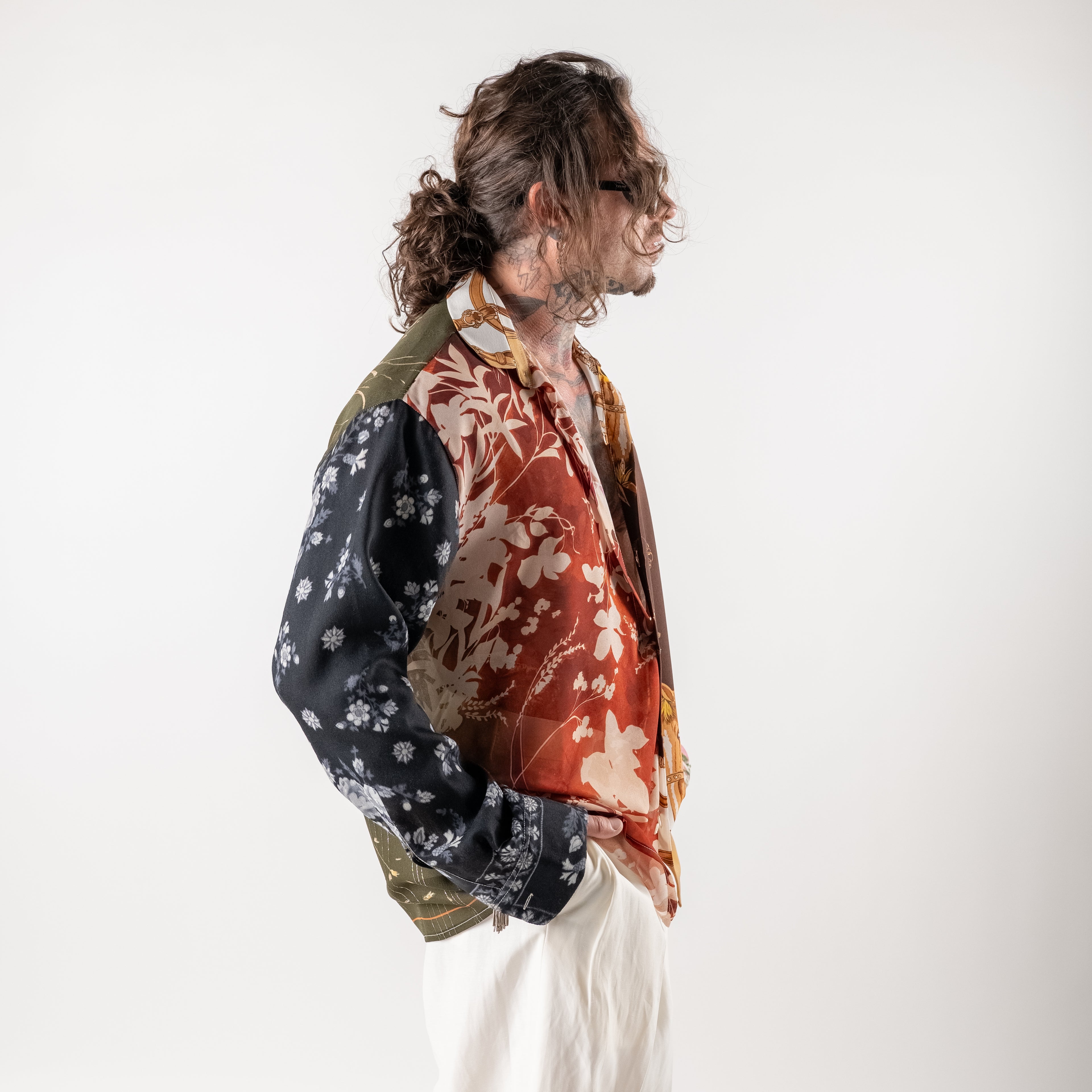 Patterned 100% Silk Shirt