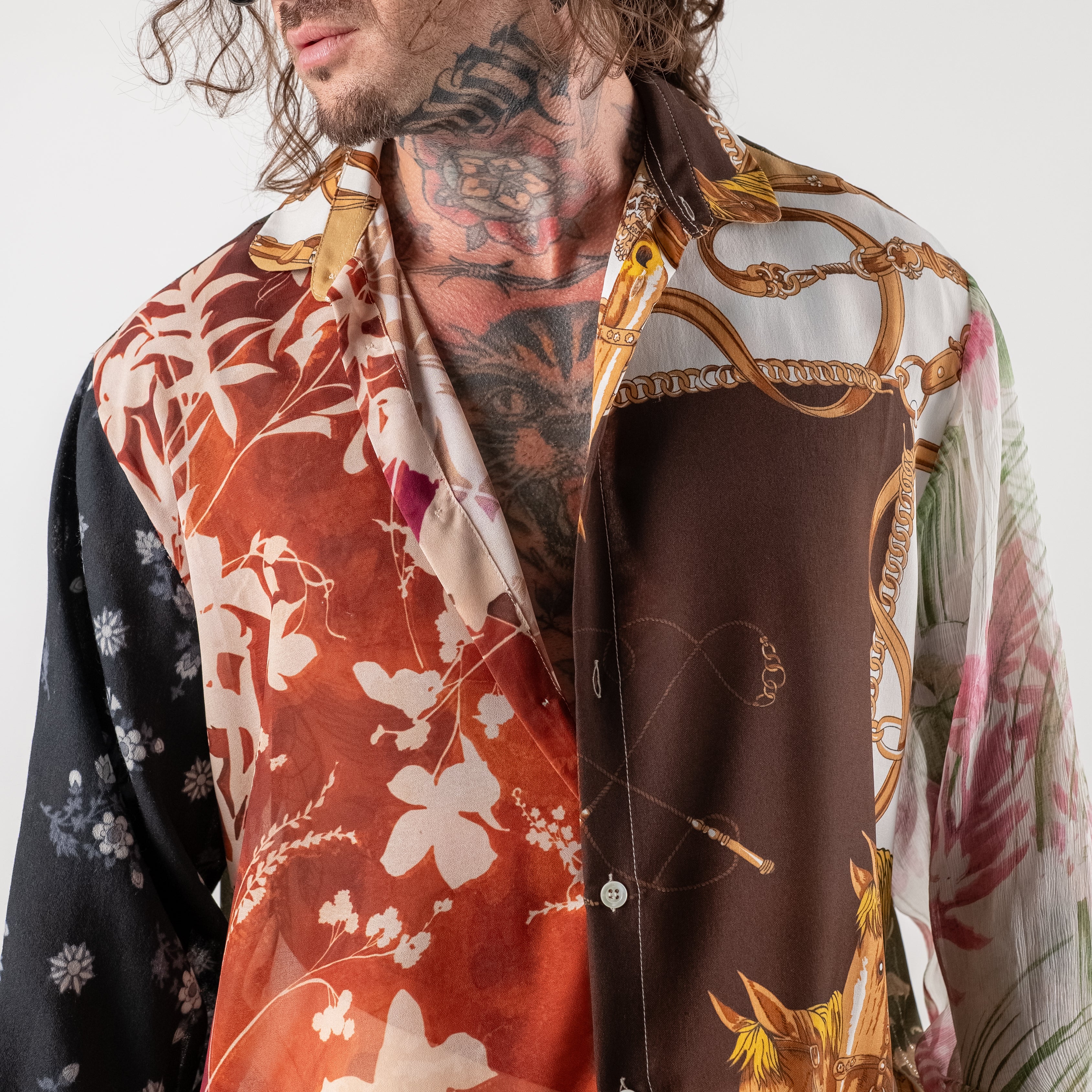 Patterned 100% Silk Shirt