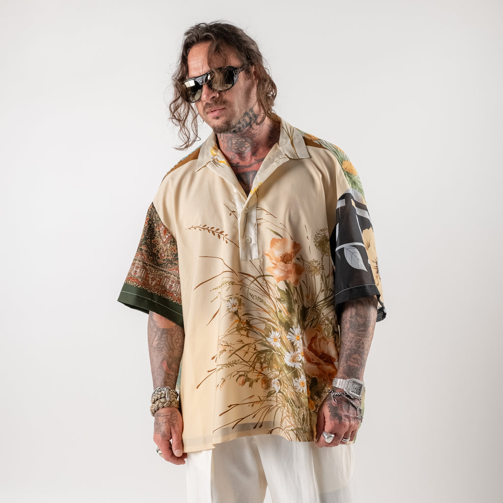 Printed dropped shoulder shirt 100% Silk
