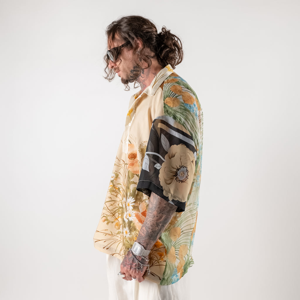Printed dropped shoulder shirt 100% Silk