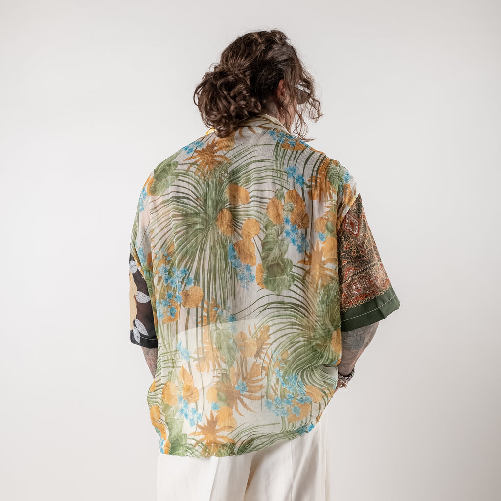 Printed dropped shoulder shirt 100% Silk