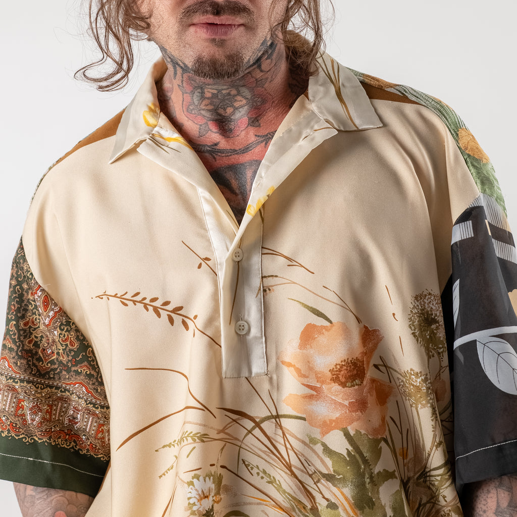 Printed dropped shoulder shirt 100% Silk