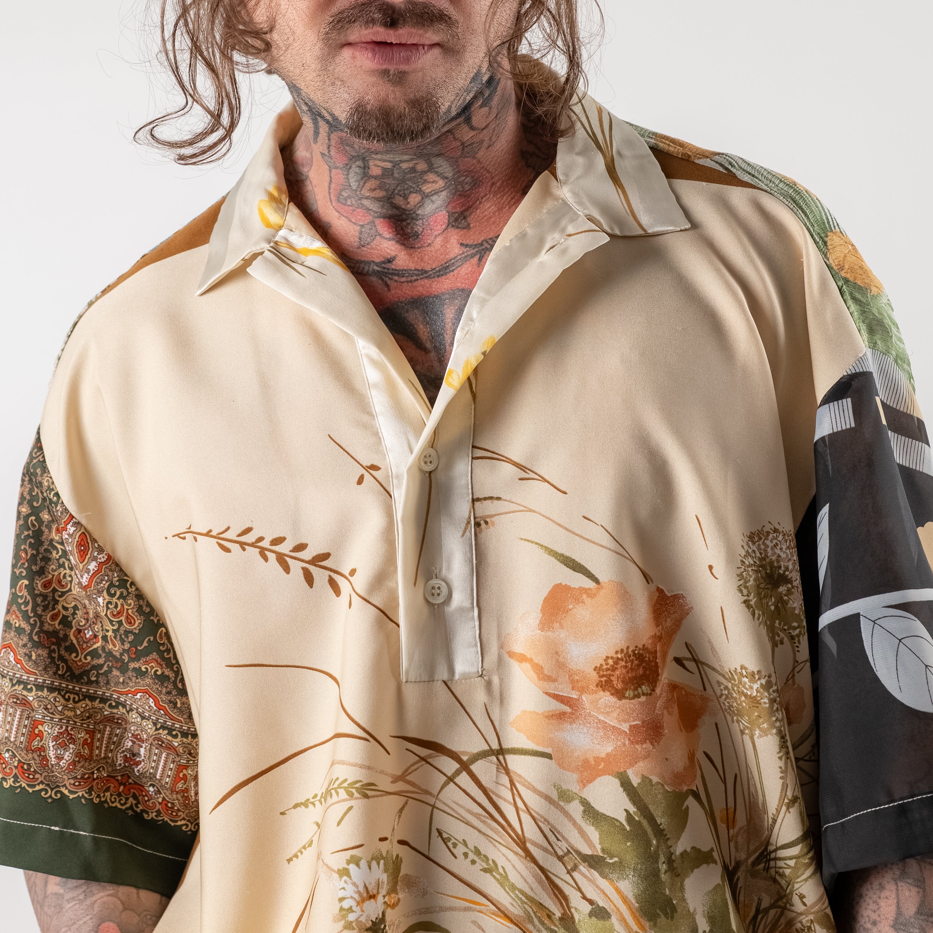 Printed dropped shoulder shirt 100% Silk