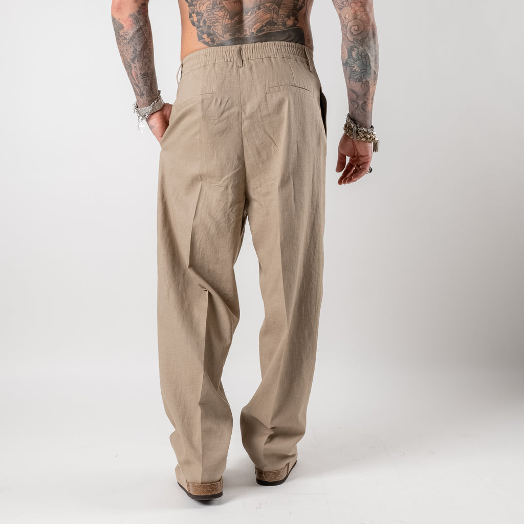 Linen trousers with elasticated waist
