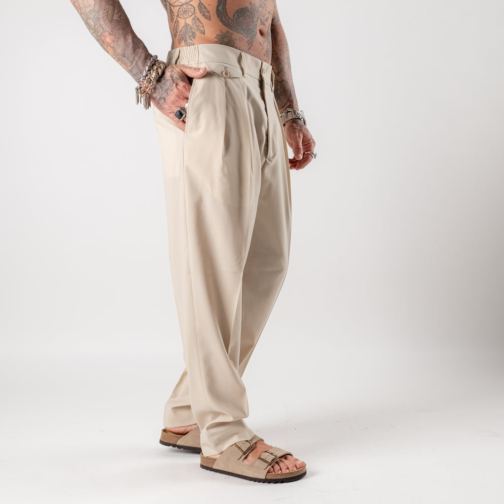 Tailored double-pleated trousers with watch pocket