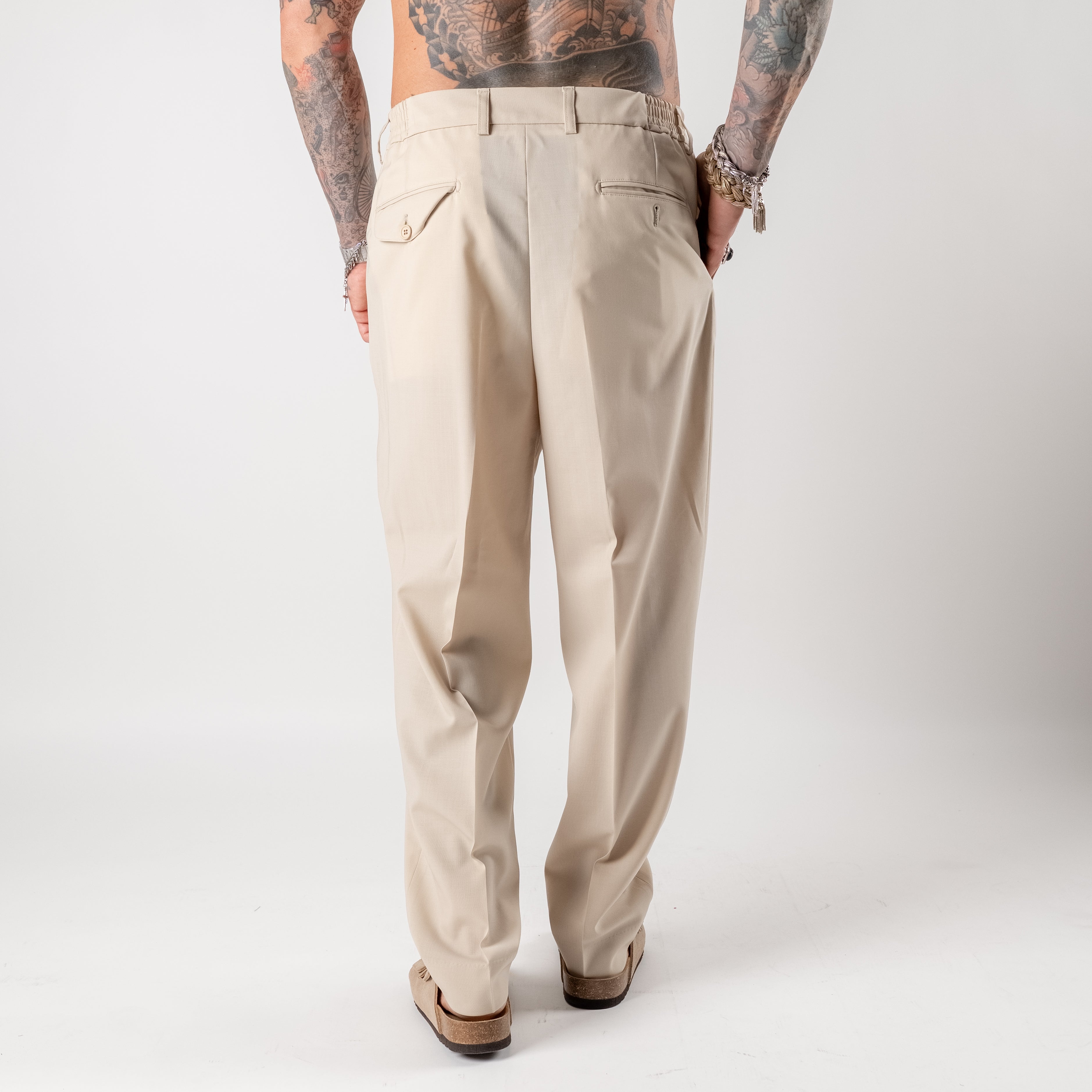 Tailored double-pleated trousers with watch pocket
